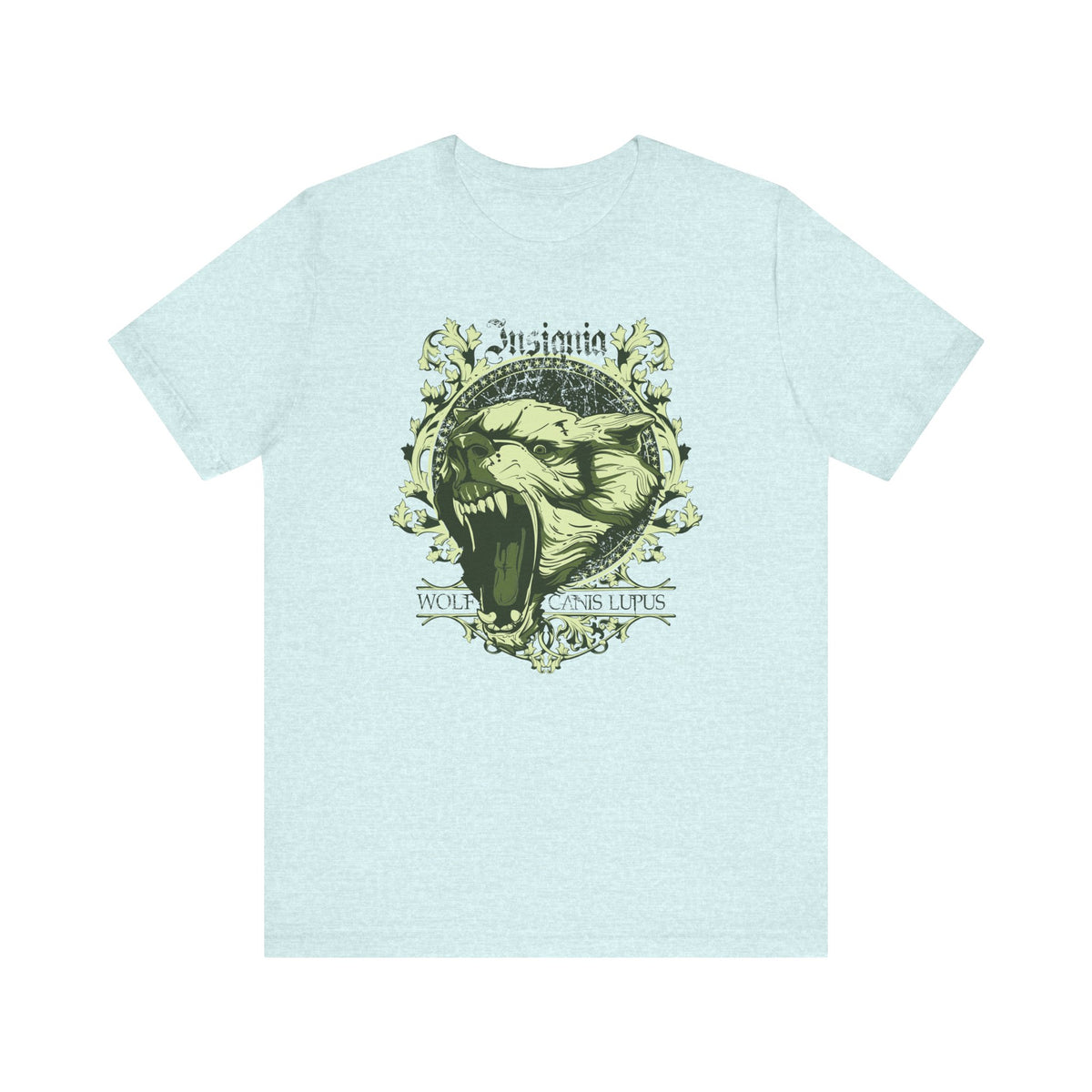Howling Wolf Skull Tee Gothic Vintage Crest Green Graphic Unisex Cotton Shirt Art-54