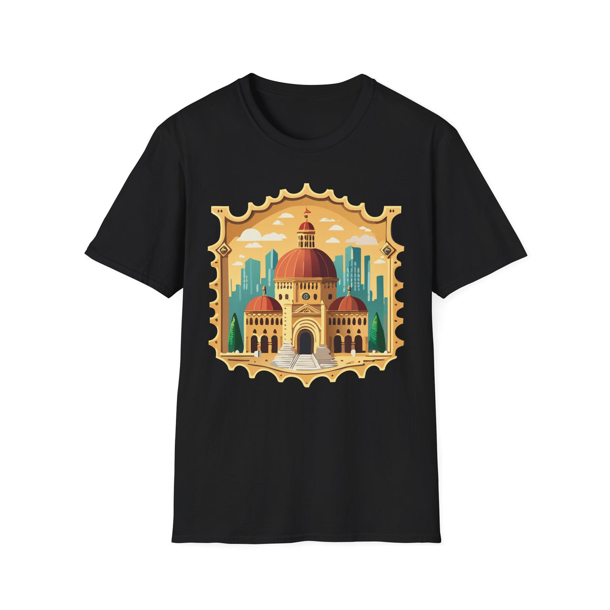 Moroccan Cityscape Tee | Dome & Minaret Illustration Graphic Tee Unisex 100 Cotton Gildan T-Shirt