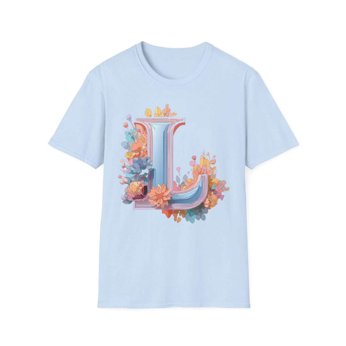 Floral Letter L T-Shirt | Monogram Initial Tee