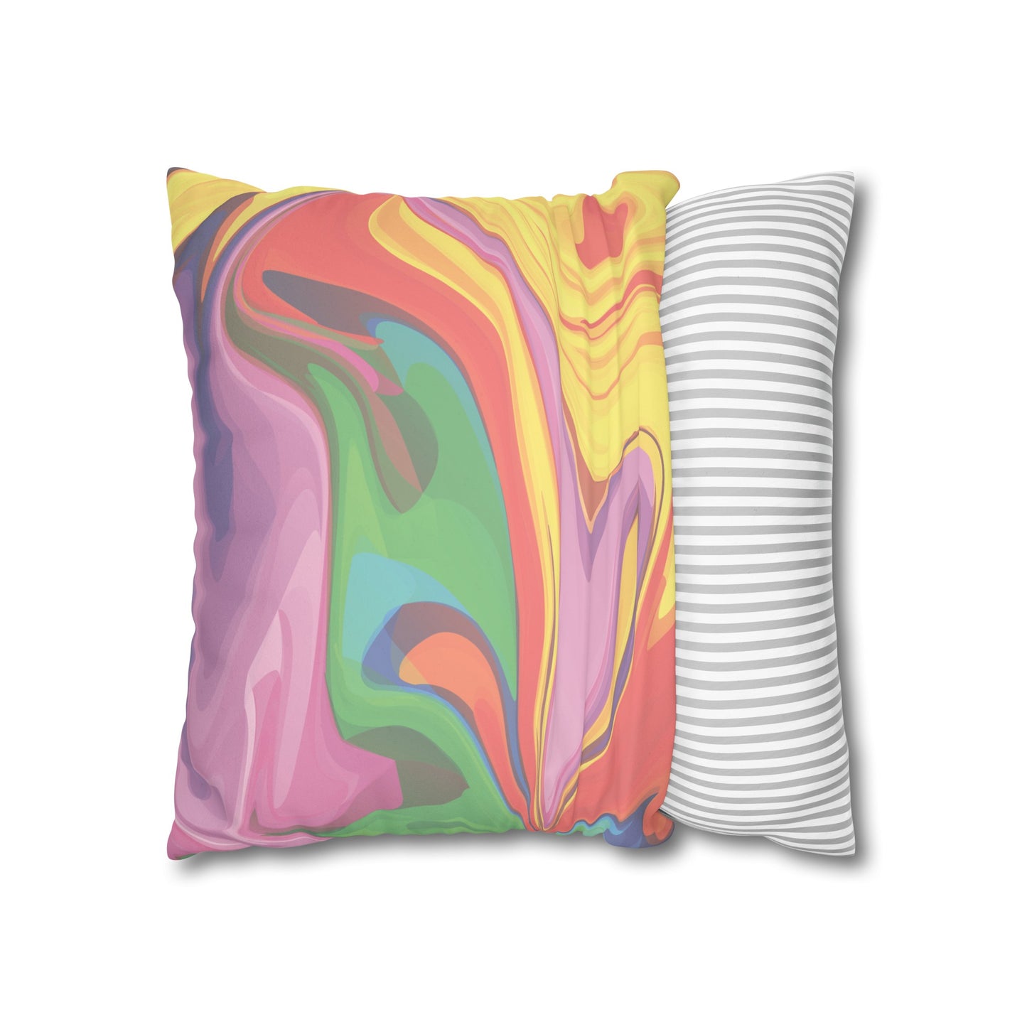 Faux Suede Pillowcase with Abstract print