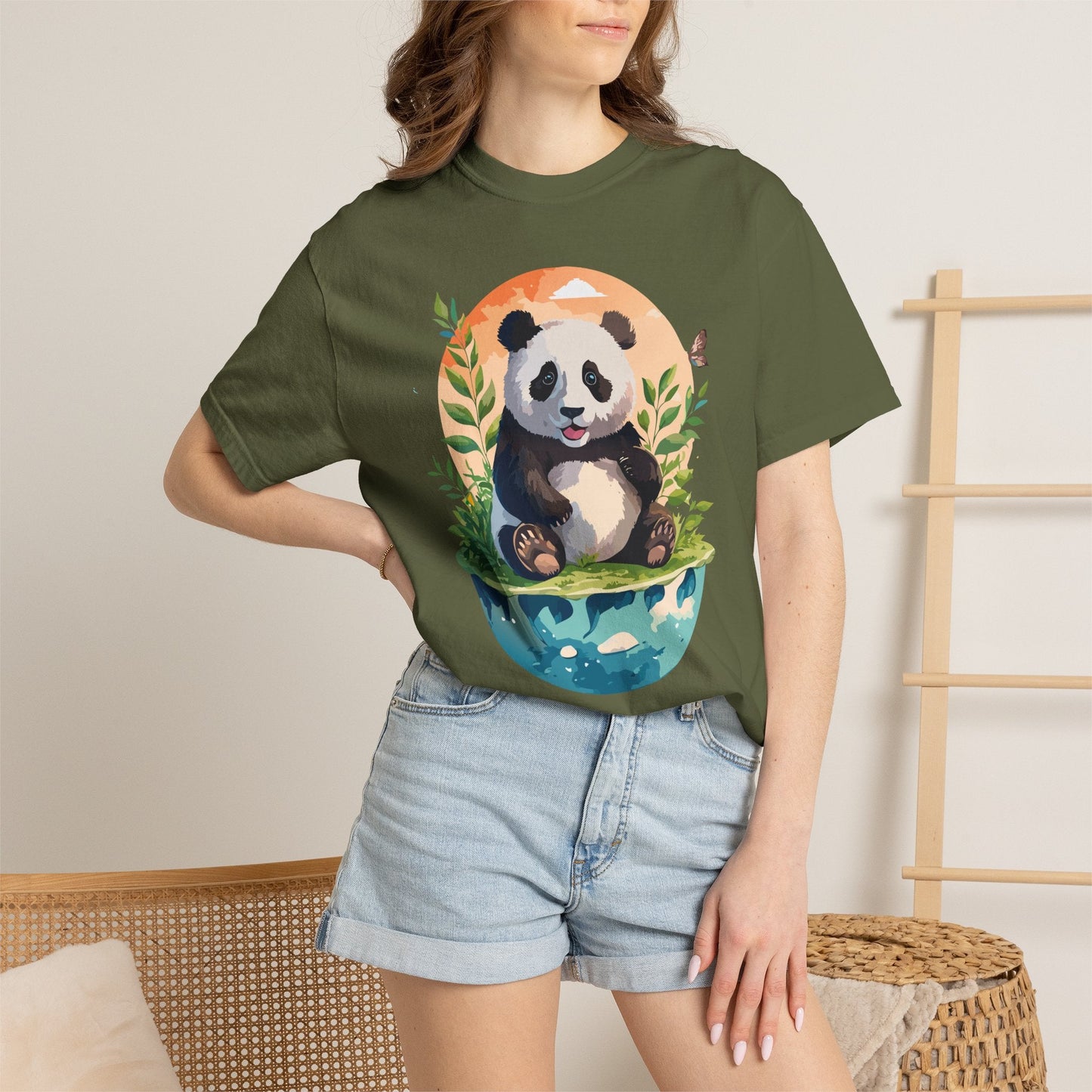 Panda Portrait Graphic T-Shirt Unisex Cotton Floral Animal Art Tee pp4