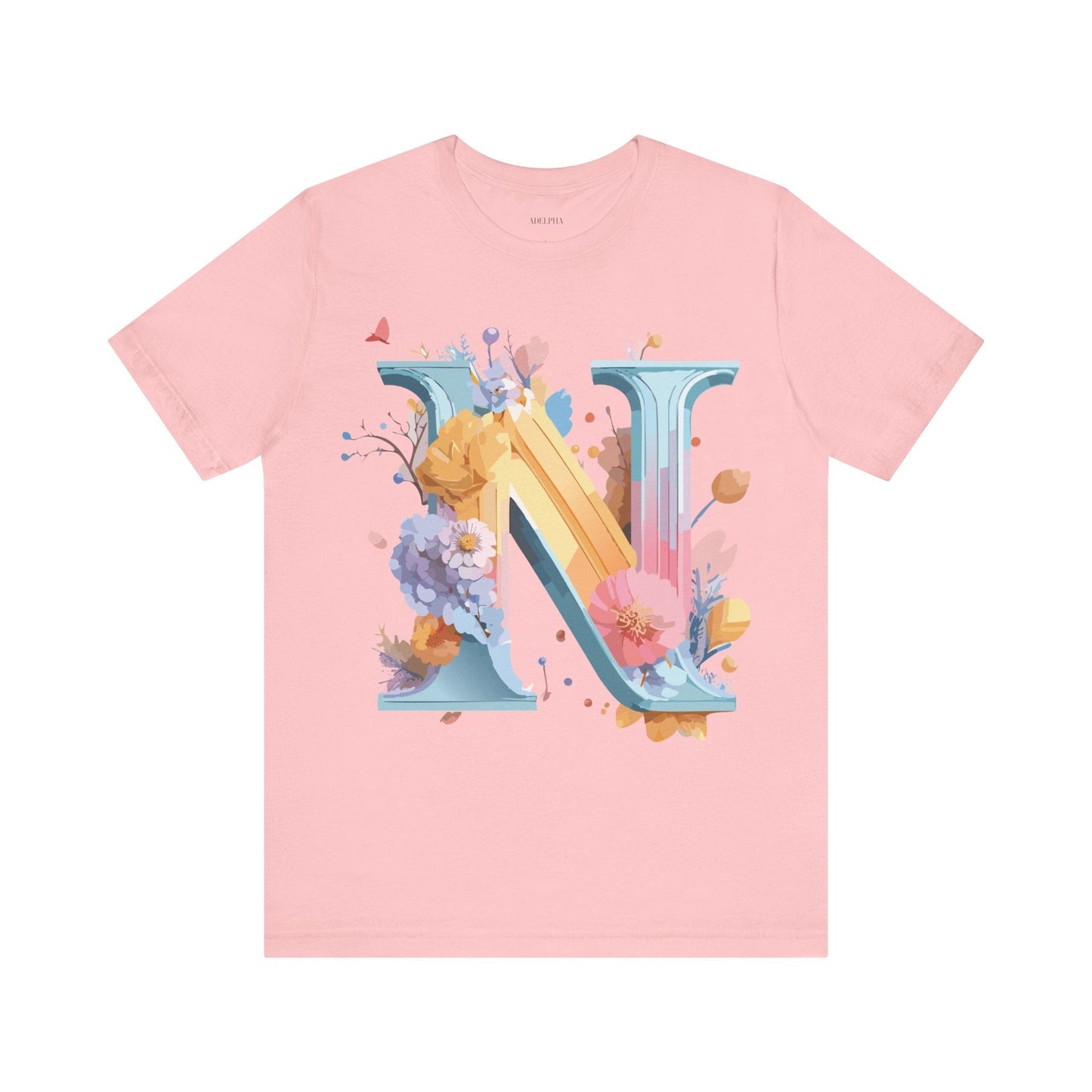Letter N Shirt Classic Unisex Graphic Tee With Premium Vintage Adelpha Artwork Jersey Short Sleeve