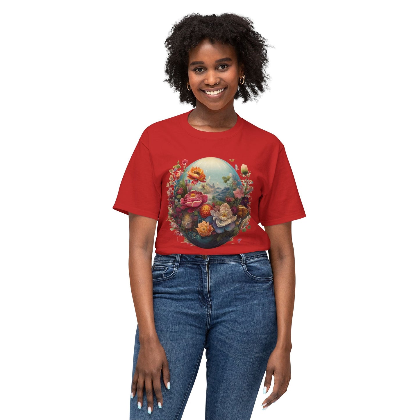 Unisex Floral T Shirt With Vintage Flower Art Print Cotton Tee For Men Women Everyday Wear