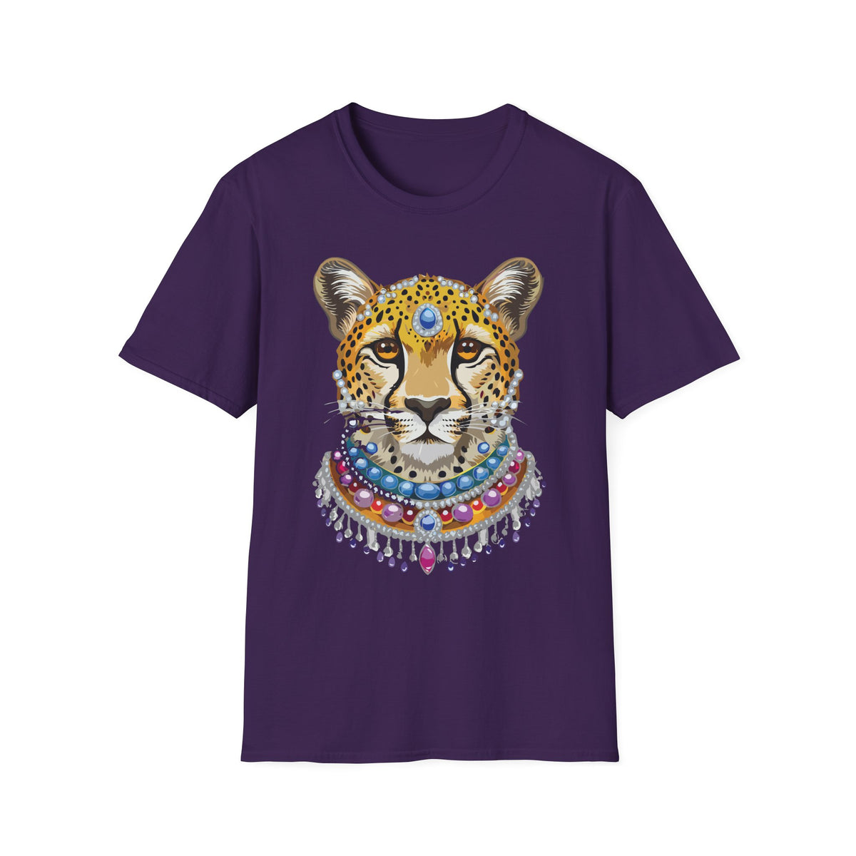 Jeweled Cheetah Face T-Shirt | Boho Leopard Portrait Shirt