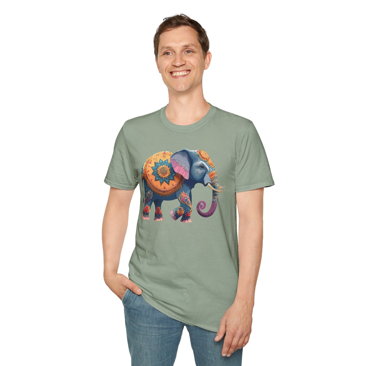 Elephant T Shirt Unisex Gildan Softstyle Tee 100 Percent Ring Spun Cotton Animal Shirt