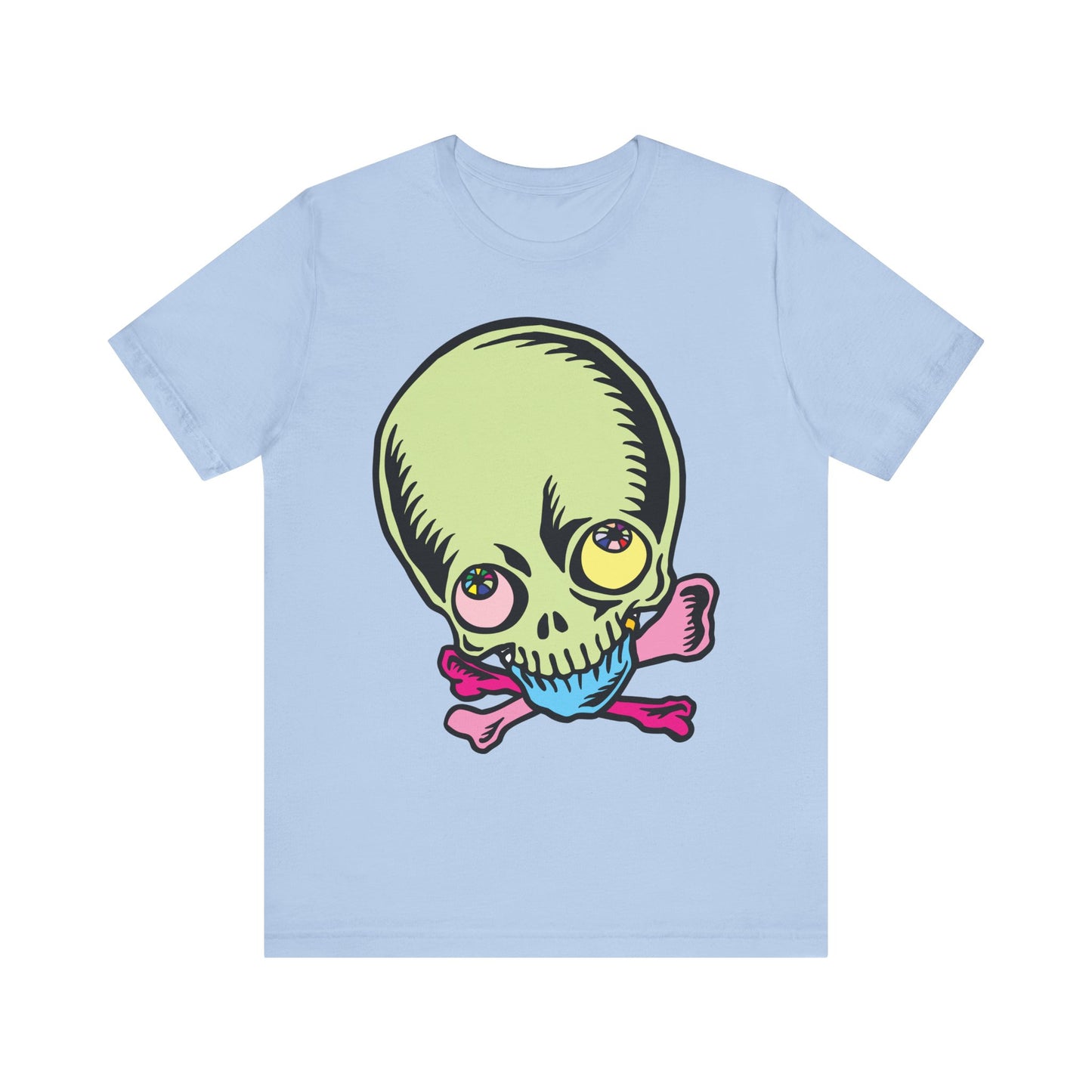 Lt Green Skull Graphic Design Tee, Skull Shirt, Vintage Tees, Art Design T-Shirt, Vintage Graphic Tee, Art Shirts with Skulls