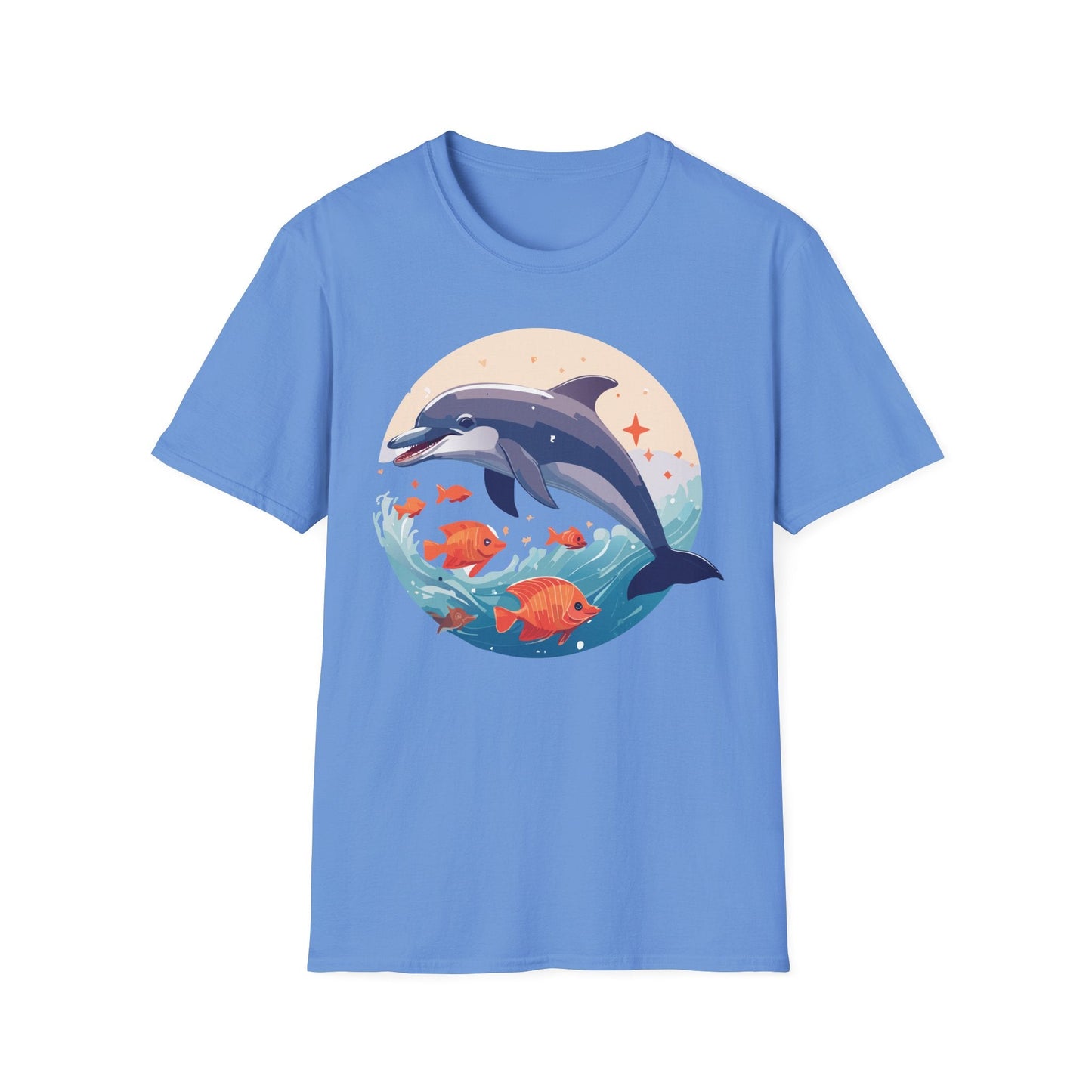Unisex Dolphin Shirt Gildan Softstyle 64000 Short Sleeve Fish Tee With Dolphin Graphic