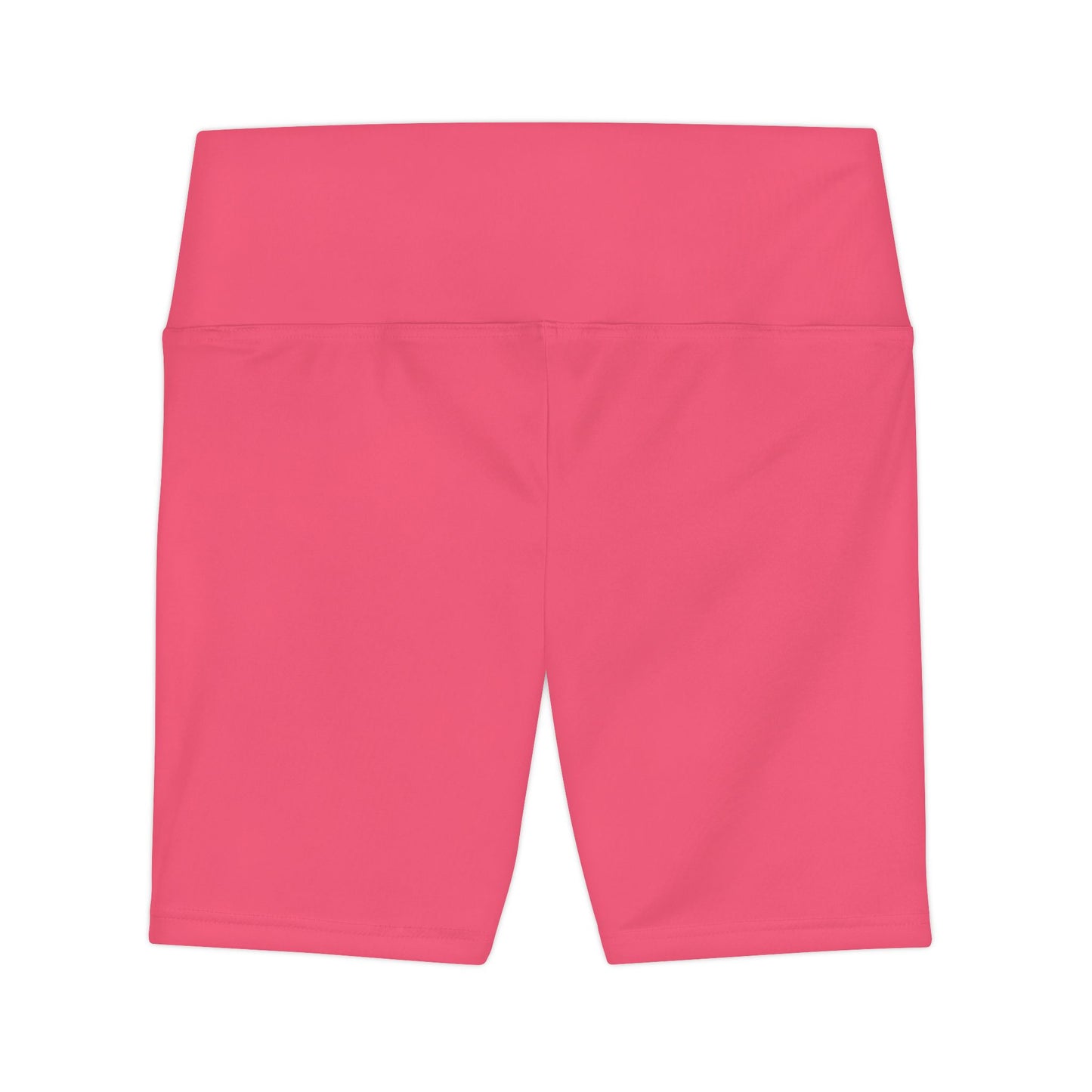 Mid Coral Women's Workout Shorts — High-Waist Biker Shorts (Solid Pink)