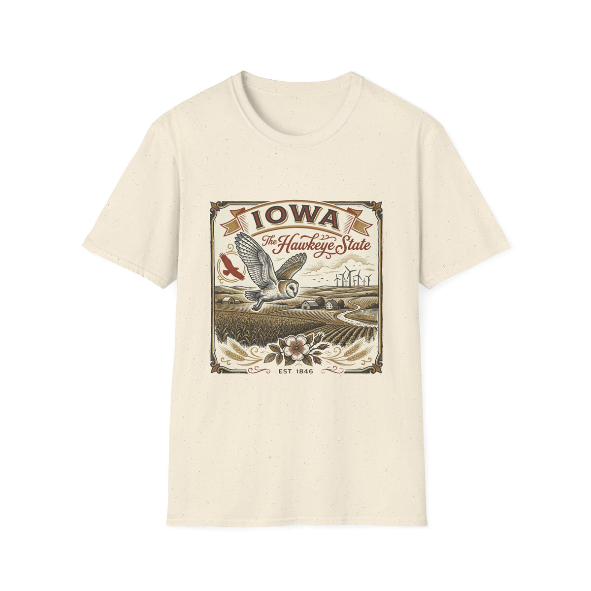 Iowa Hawkeye State Vintage Travel Tourist Graphic Design Unisex 100 Cotton Gildan T-Shirt