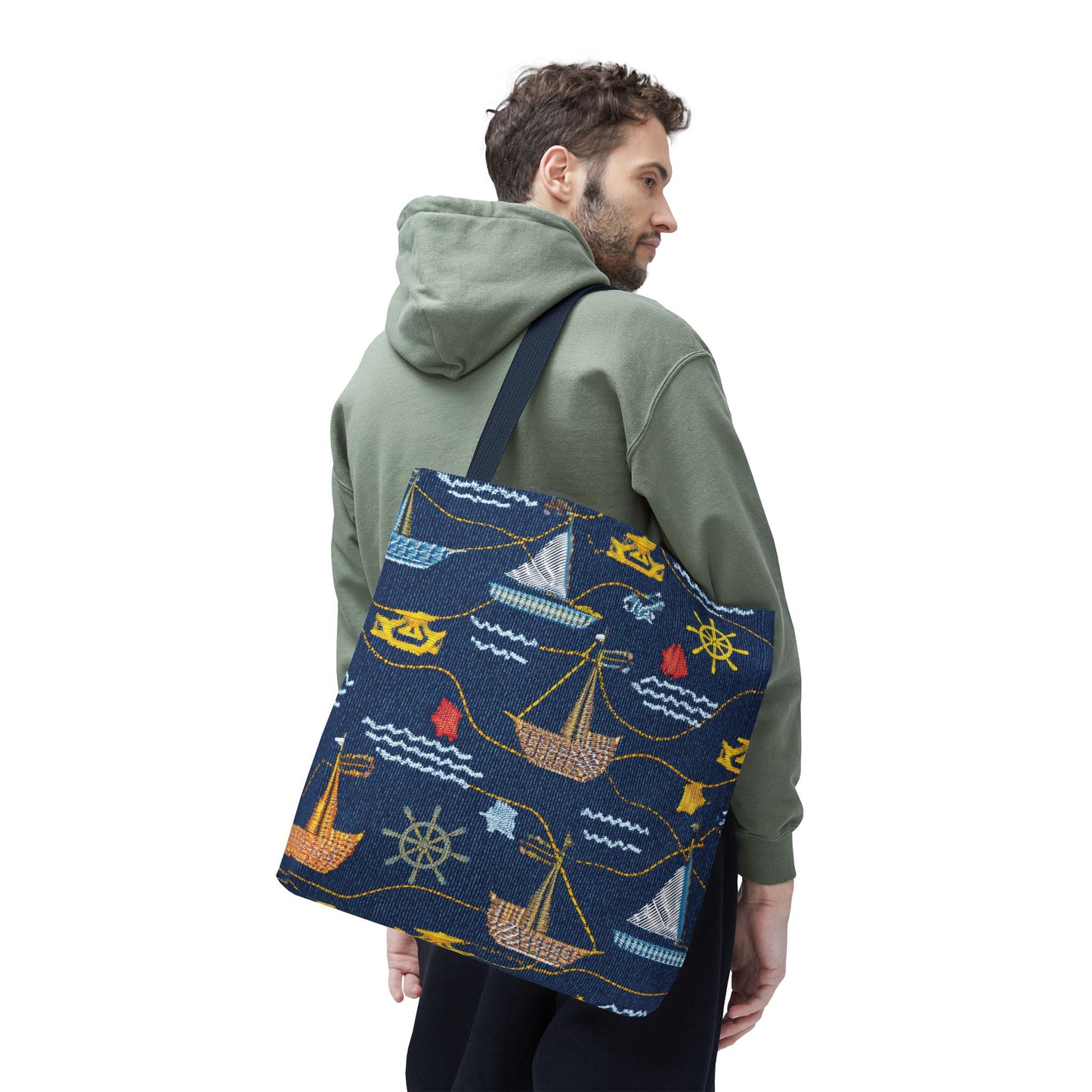 Denim Fabric Imitation Print Unisex Canvas Bag Poly Spun 3 Sizes Tote Bag 182-13