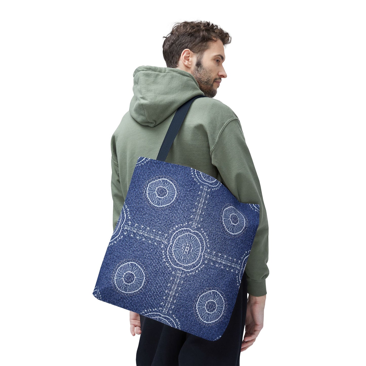 Denim Fabric Imitation Print Unisex Canvas Bag Poly Spun 3 Sizes Tote Bag 107