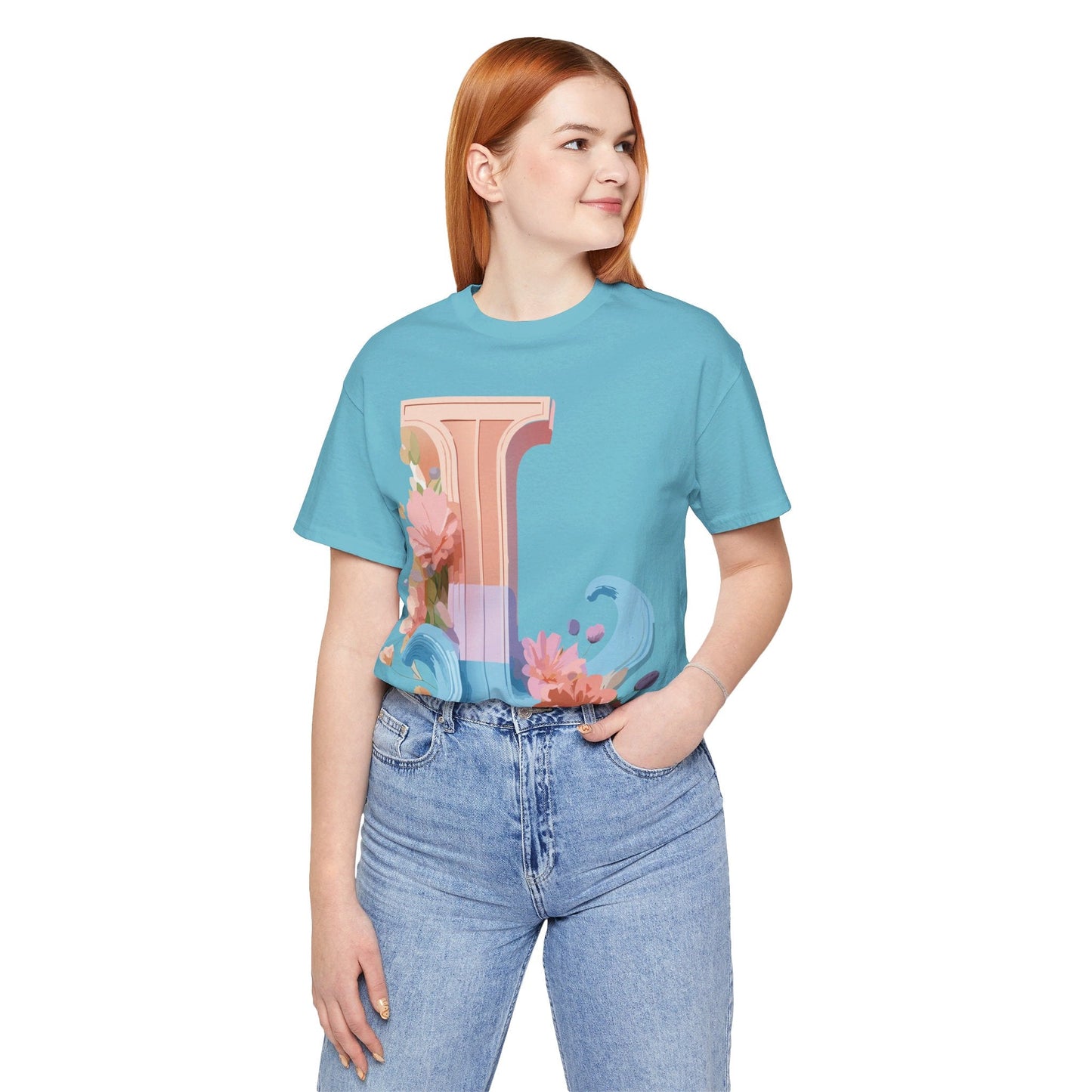 Letter L Shirt Unisex Graphic Tee Vintage Inspired Artwork By Adelpha For Everyday Style