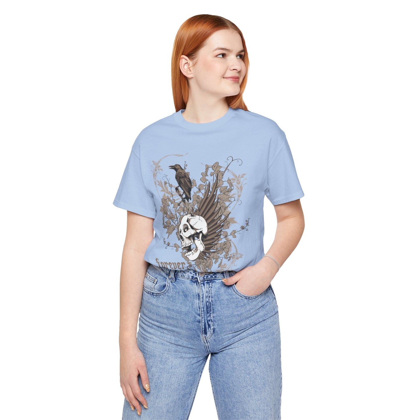 Forever Resting Head Tee, Edgy Graphic Shirt, Music T-Shirt, Gothic Tees, Skull Shirt, Art Design Tee, Skull Graphic Top