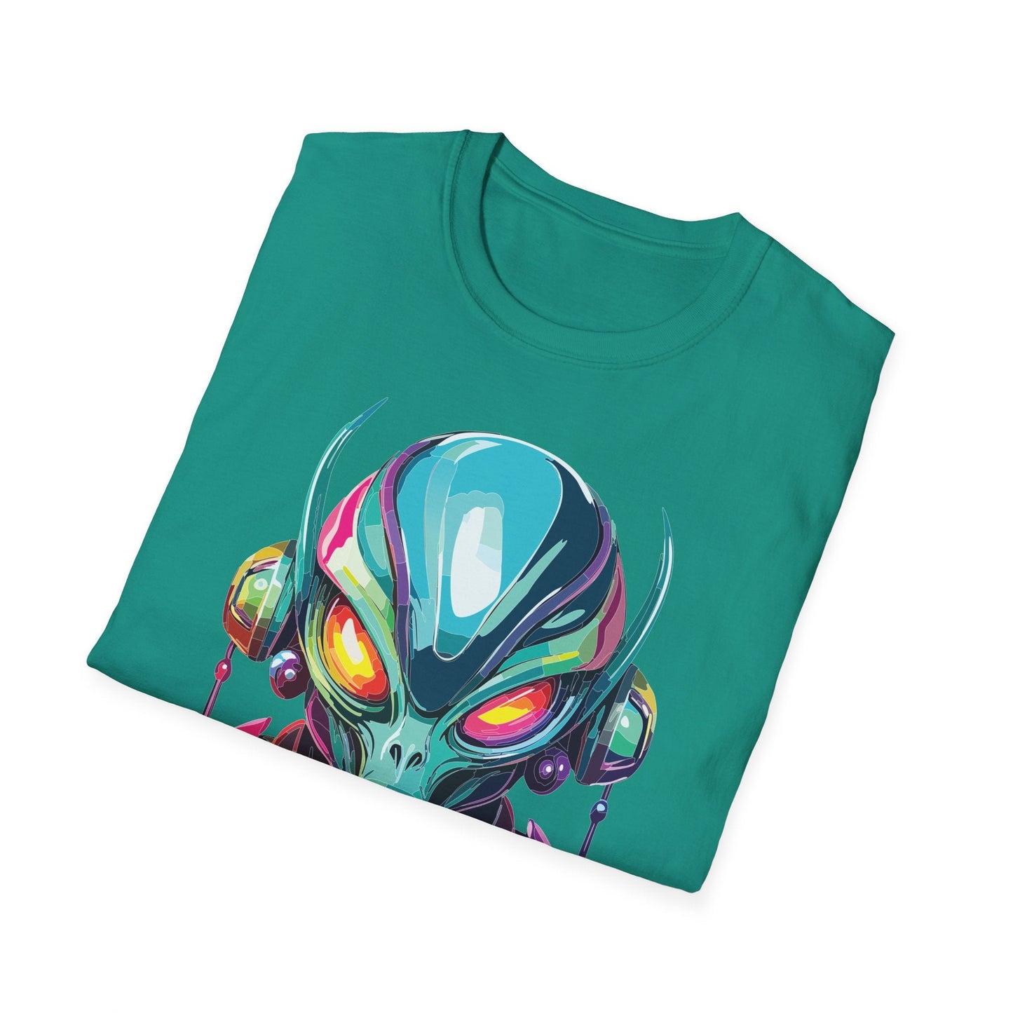 Alien Cosmos Unisex Cotton T Shirt With Alien Artwork Softstyle Ring Spun Cotton 64000