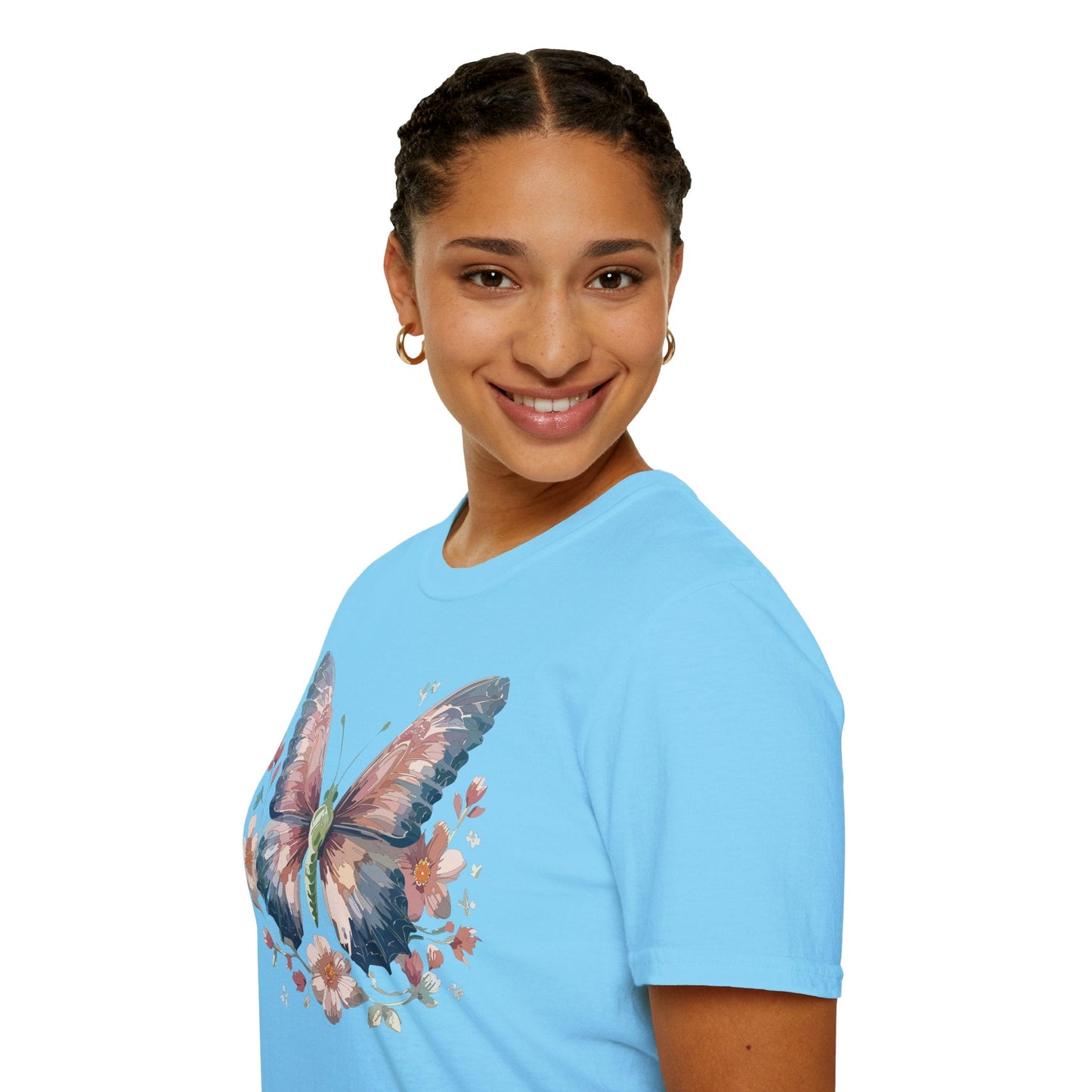 Butterfly Print T Shirt Monarch Unisex Gildan Softstyle 64000 Cotton Tee For Everyday Comfort