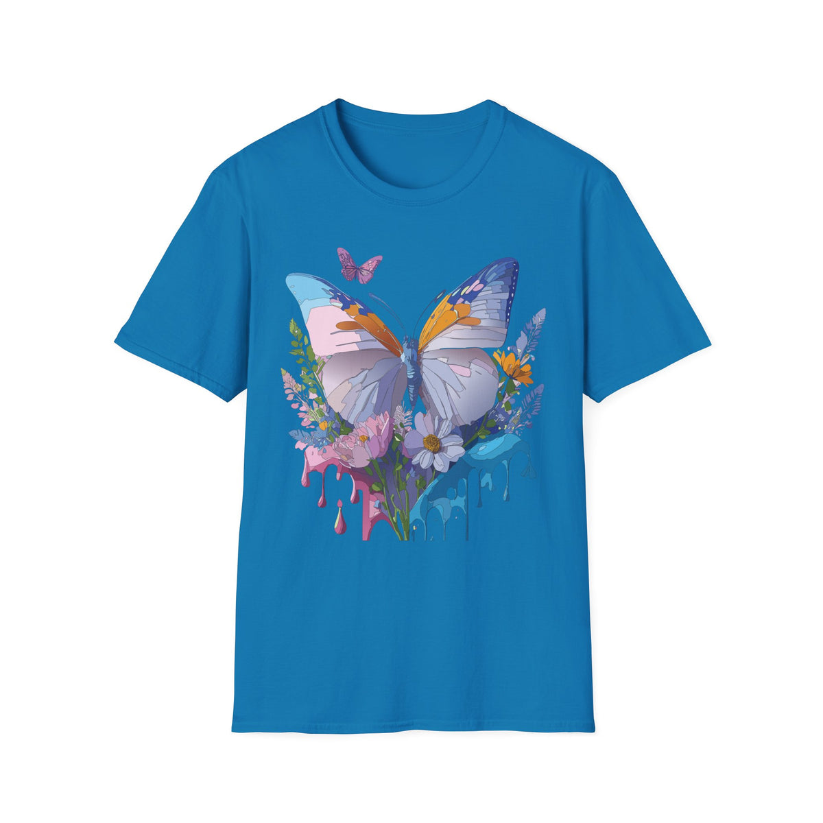 Butterfly Splash T-Shirt — Colorful Floral Drip Graphic Tee Unisex 100 Cotton Gildan T-Shirt