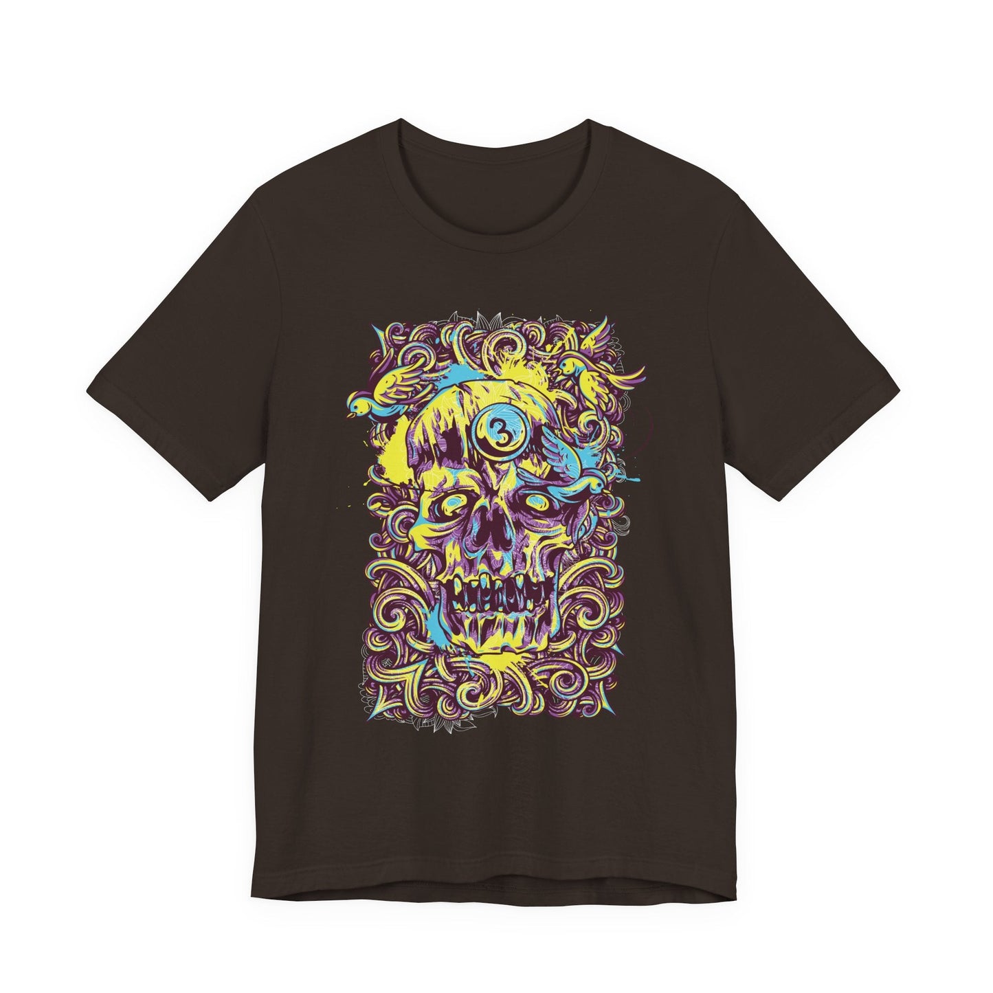 Colorful Skull Illustration Graphic Unisex Cotton T-Shirt r41