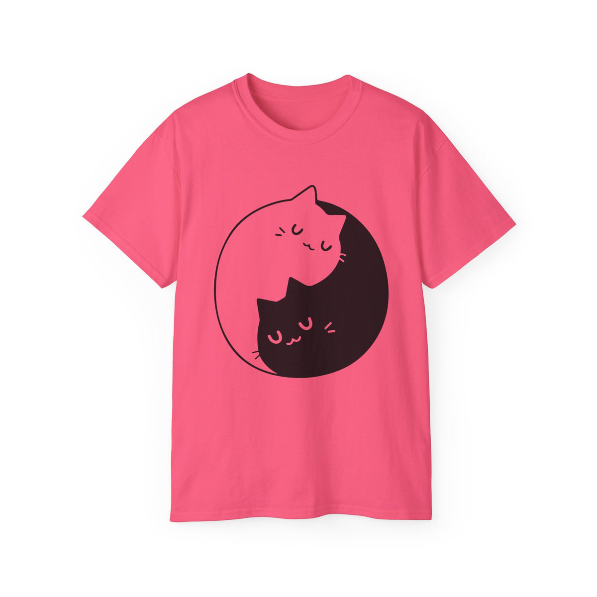 Yin Yang Cats T-Shirt | Black White Cat Illustration, Cute Kittens Tee