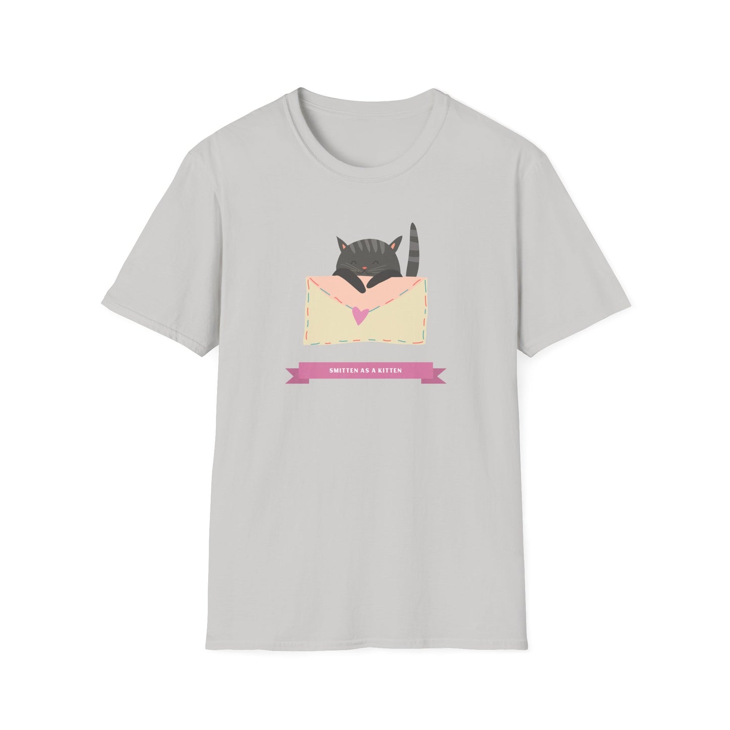 Cat Heart T-Shirt, T-Shirt with Love Cat, Valentine Day Tees with Animals, Unisex Cotton Tee with Art Design 34