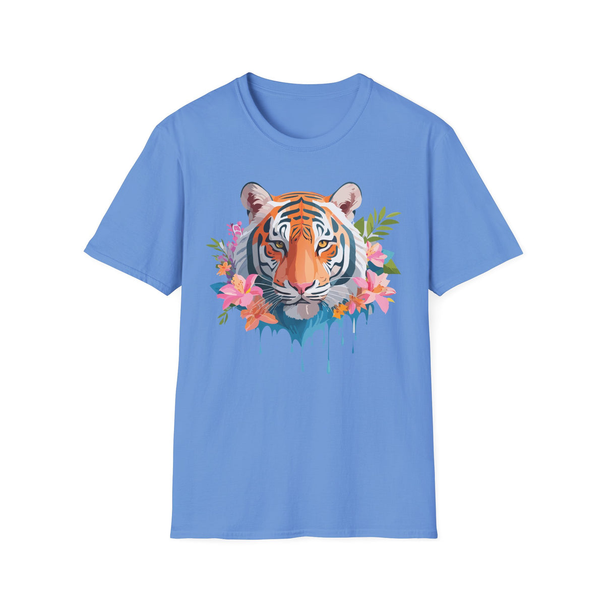 Floral Tiger Head T-Shirt | Watercolor Jungle Cat Tee