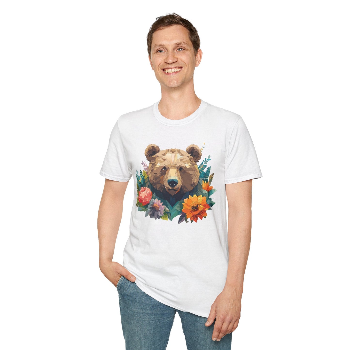 Bear T Shirt Unisex Softstyle Tee 100 Percent Ring Spun Cotton Gildan 64000 Comfortable