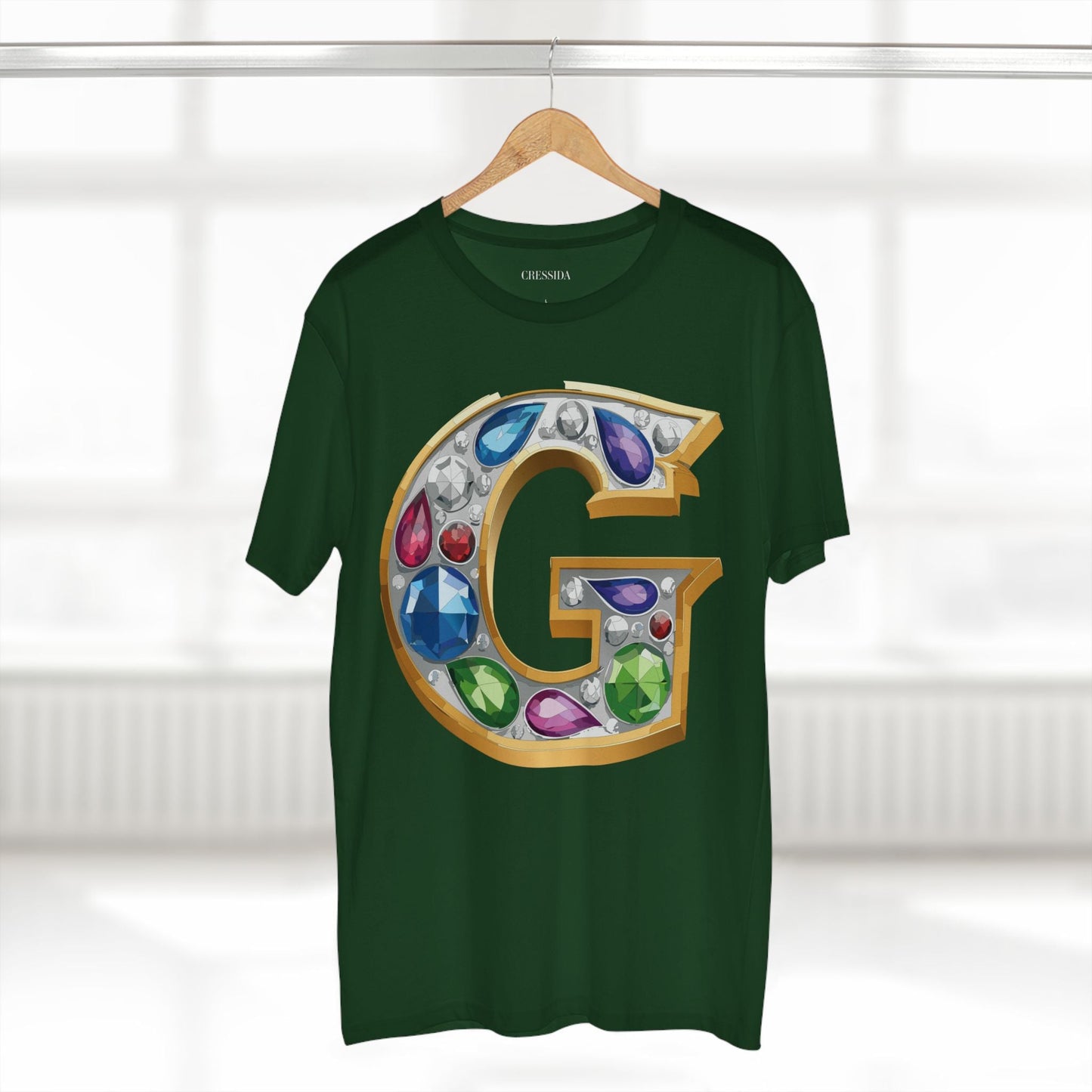 Letter G Graphic Design Tee Unisex 100 Cotton With Antique Gold Letters Artwork T-Shirt