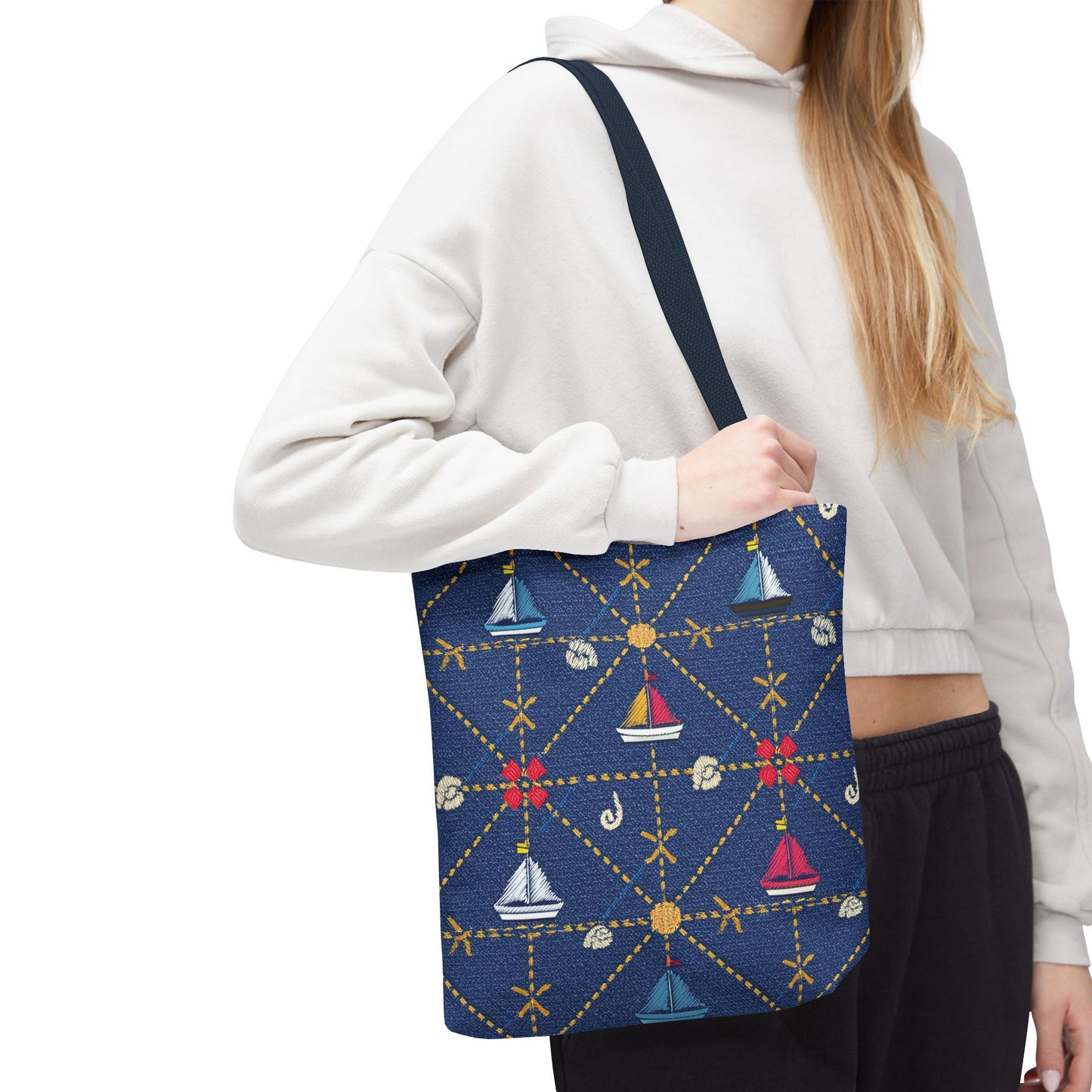 Denim Fabric Imitation Print Unisex Canvas Bag Poly Spun 3 Sizes Tote Bag 182-14