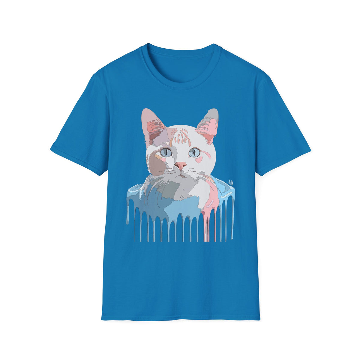 Pastel Cat Portrait T-Shirt | Watercolor Kitty Face Tee