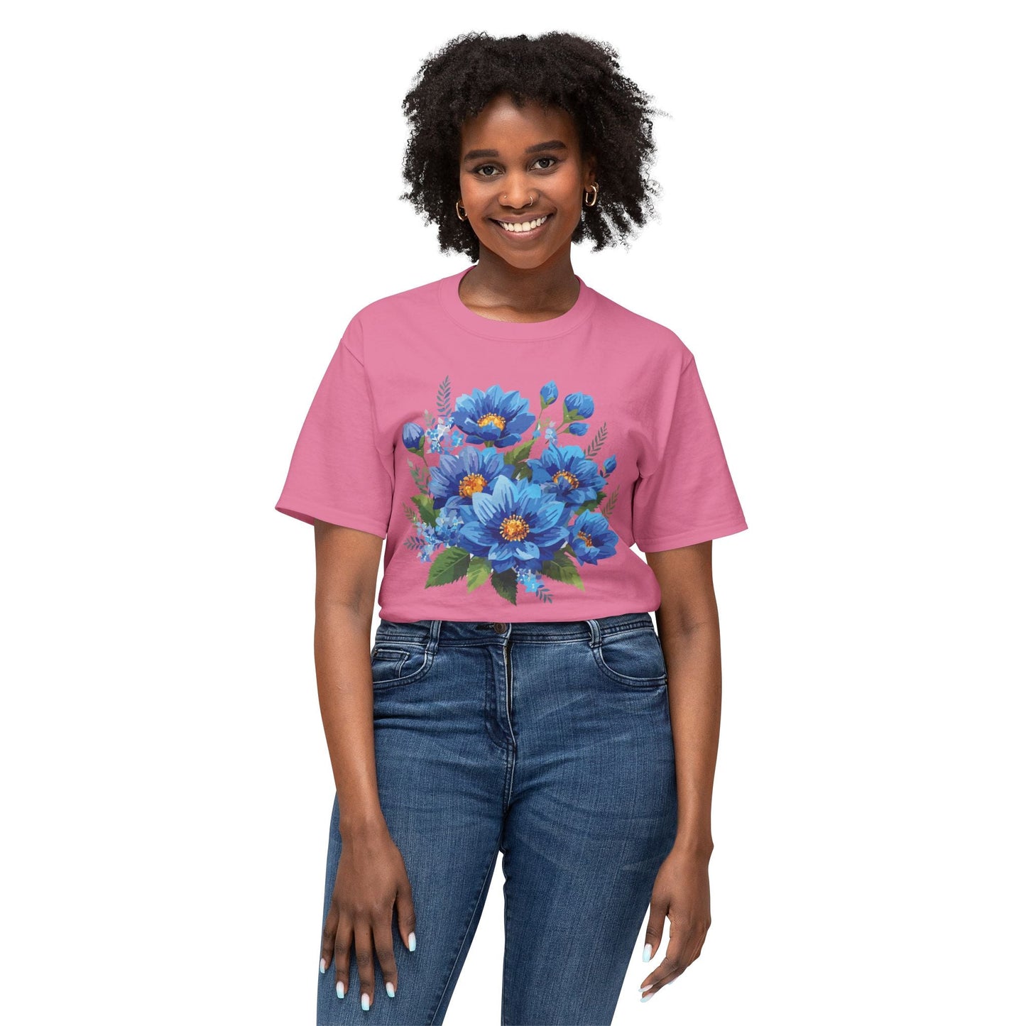 Unisex Floral T Shirt with Vintage Flower Art Print HD Cotton Tee Designed In USA