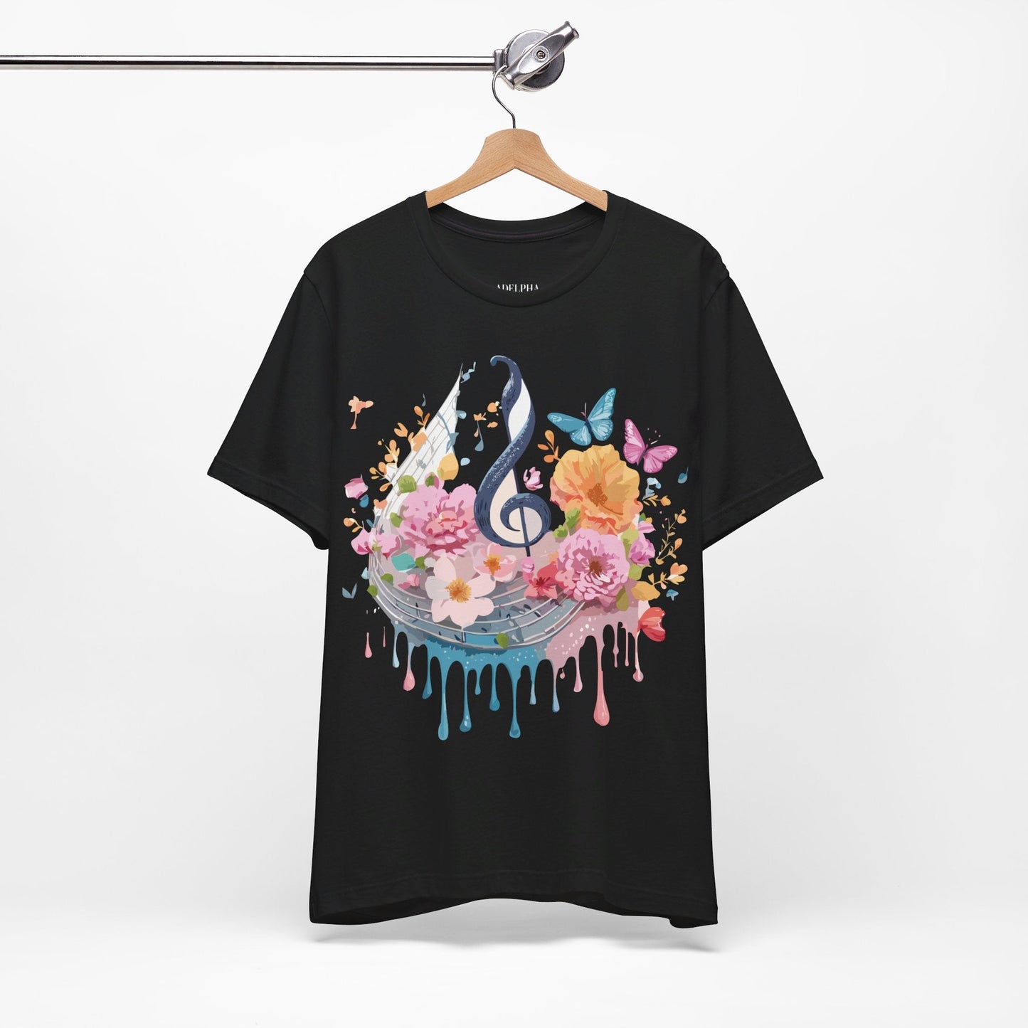 Music Graphic Unisex 100 Cotton Vintage Art with Musical Elements Tee 125