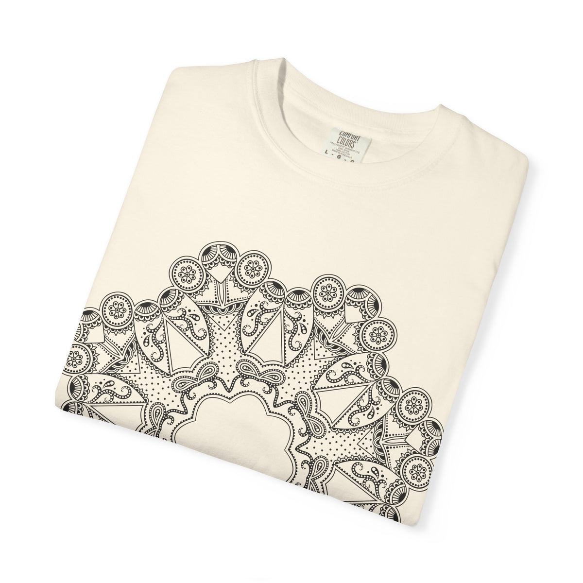 Unisex Garment Dyed Cotton T-Shirt with Mandala Graphic Design