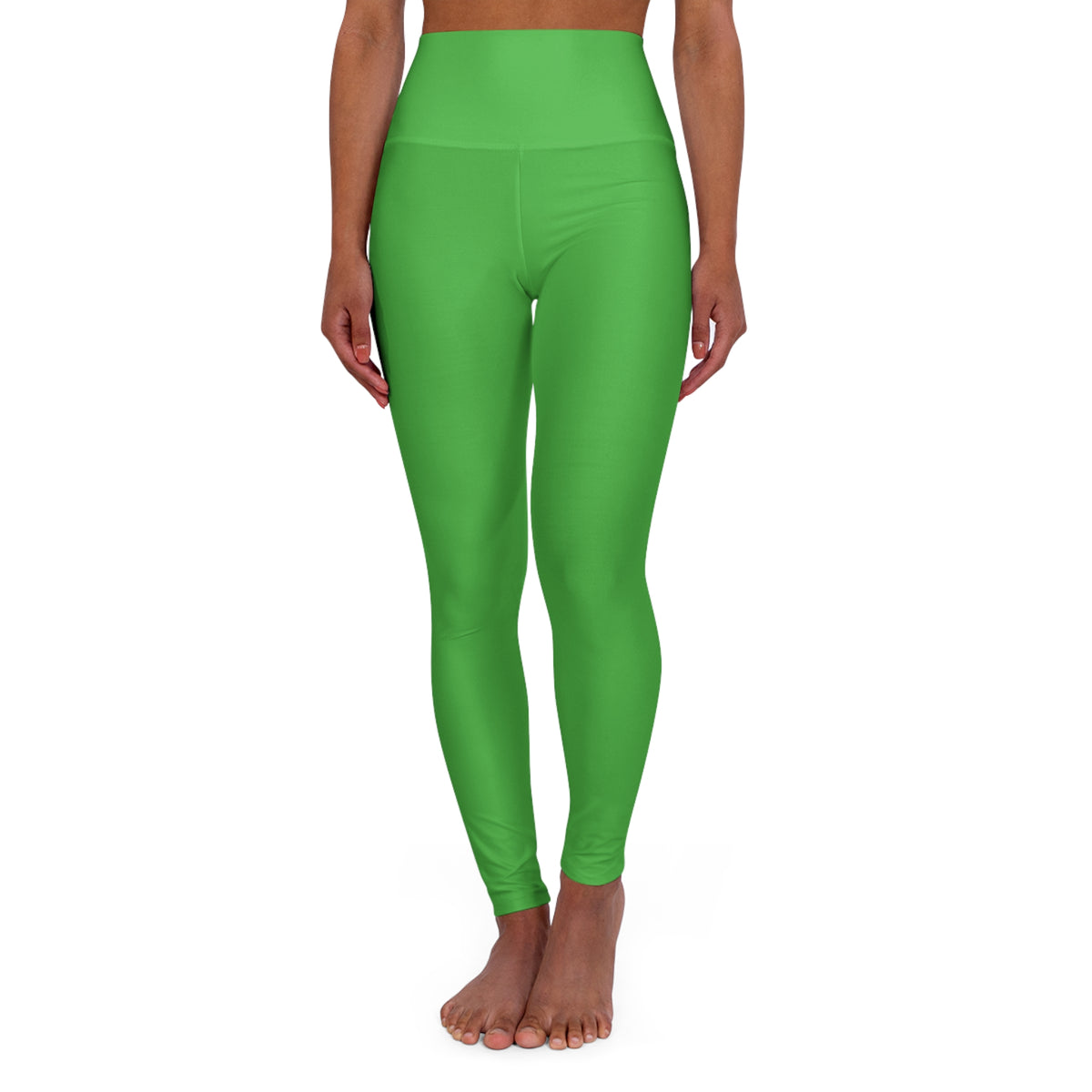 Kelly Green Color High-Waist Yoga Leggings Women's Seamless Poly-Span Stretchy Pants XS-2XL