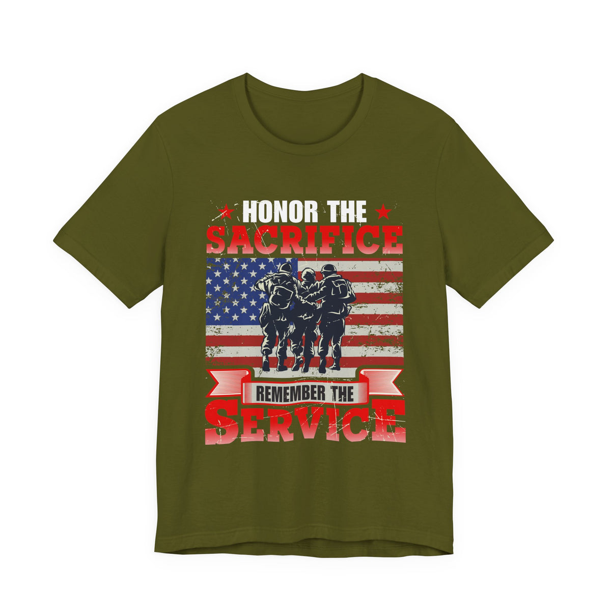 Honor the Sacrifice Remember the Service T-Shirt American Flag Soldiers Unisex Cotton v24