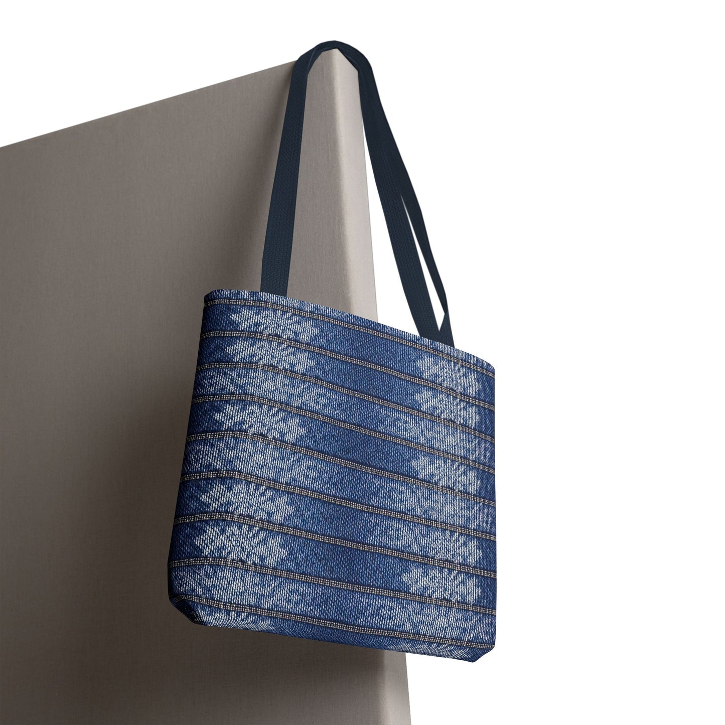 Denim Fabric Imitation Print Unisex Canvas Bag Poly Spun 3 Sizes Tote Bag 113