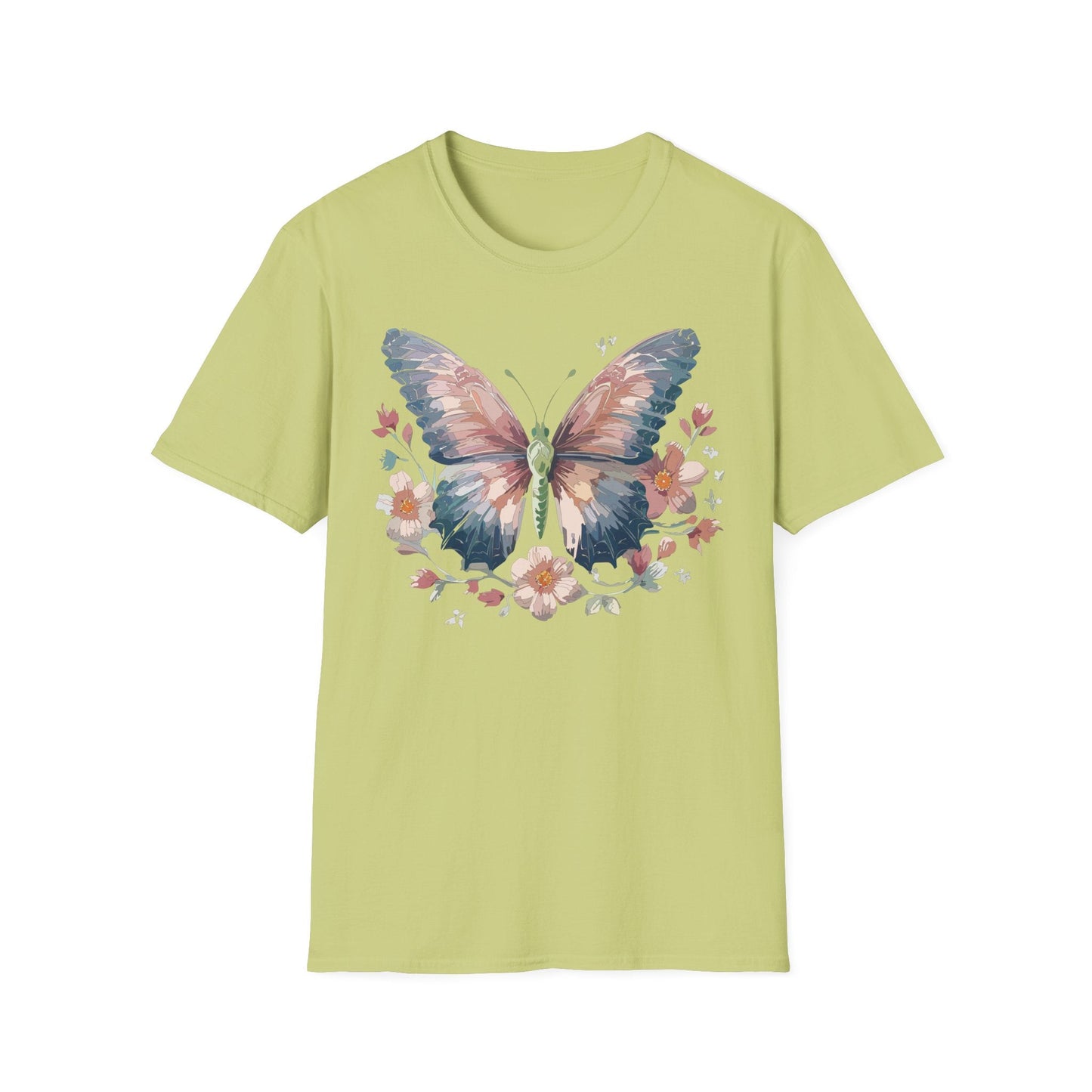 Butterfly Print T Shirt Monarch Unisex Gildan Softstyle 64000 Cotton Tee For Everyday Comfort