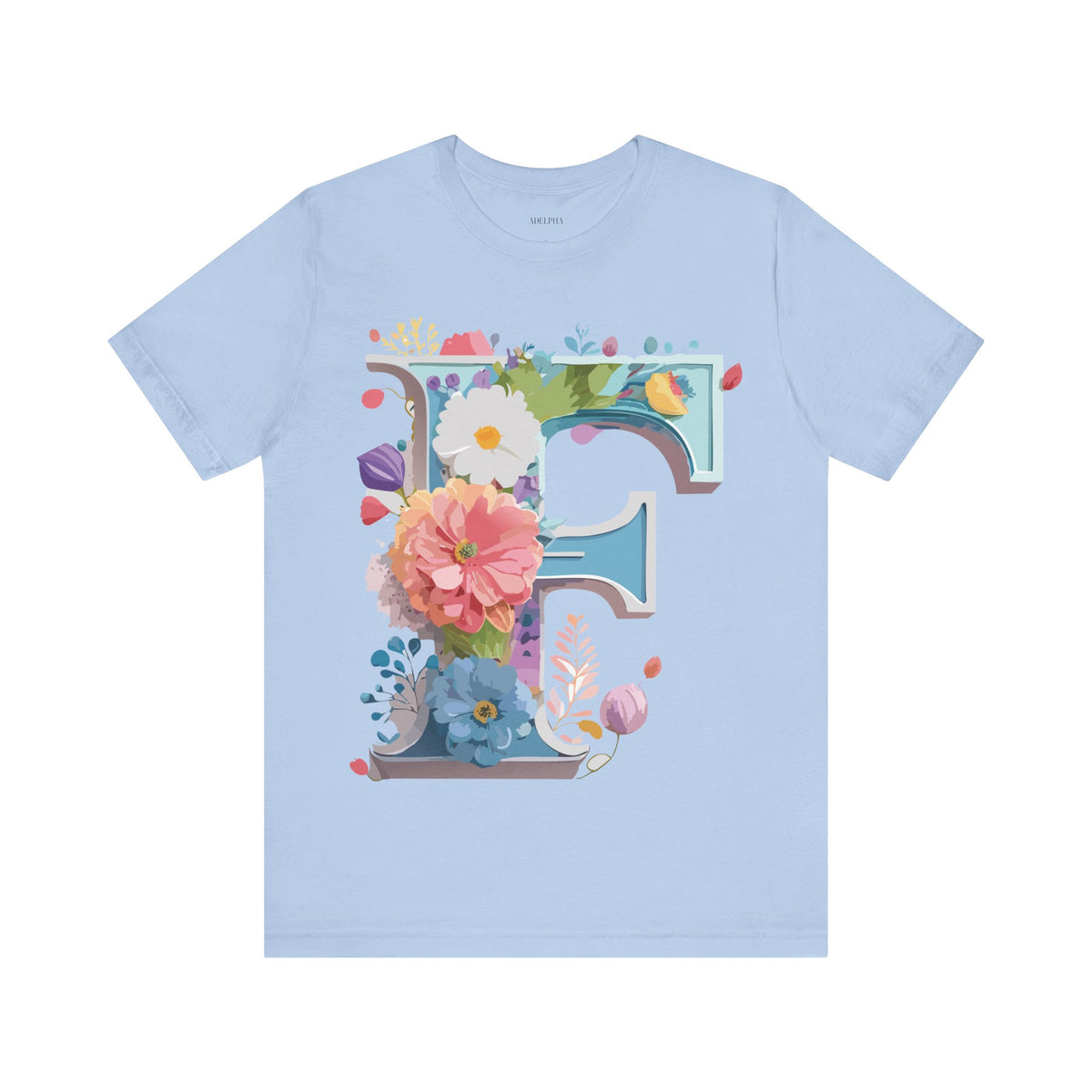 Letter F Graphic Unisex Cotton Bella+Canvas Tee with Art Letter Design