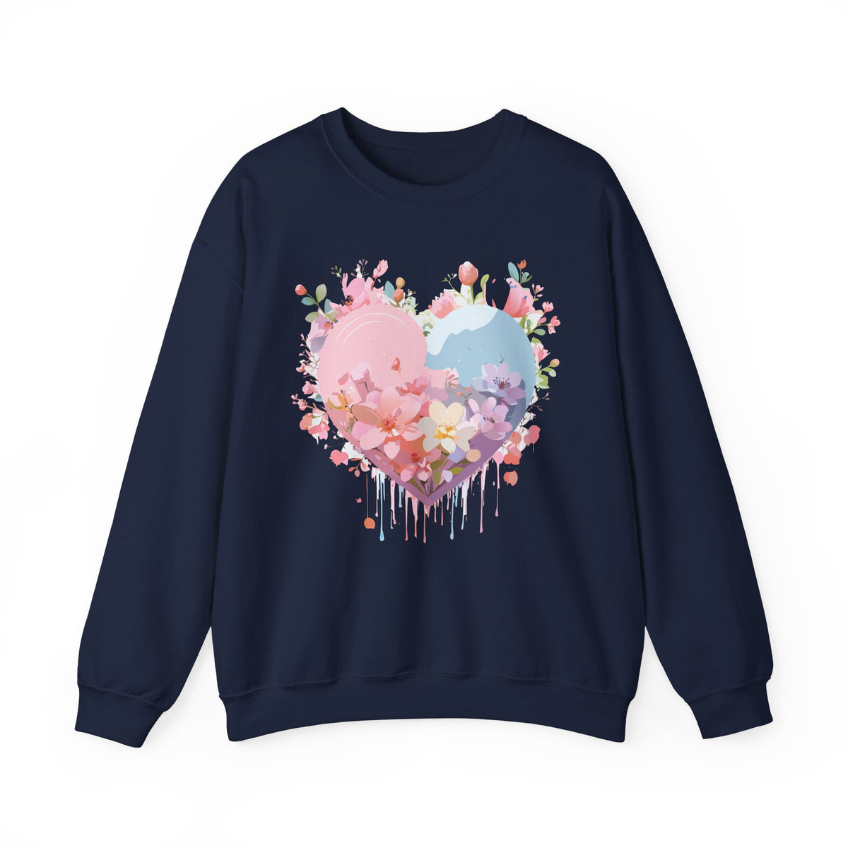 Floral Heart Love Graphic Valentine's Day Sweatshirt Unisex 50/50 Cotton-Poly Sweatshirt w23