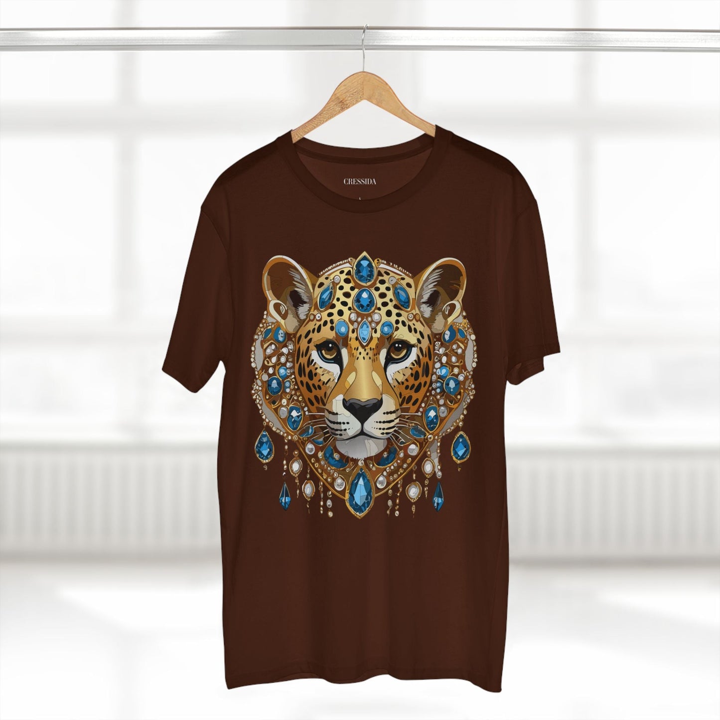 Cheetah Graphic Unisex 100 Cotton Tee With Unique Animal Golden Medallion Art Design 46
