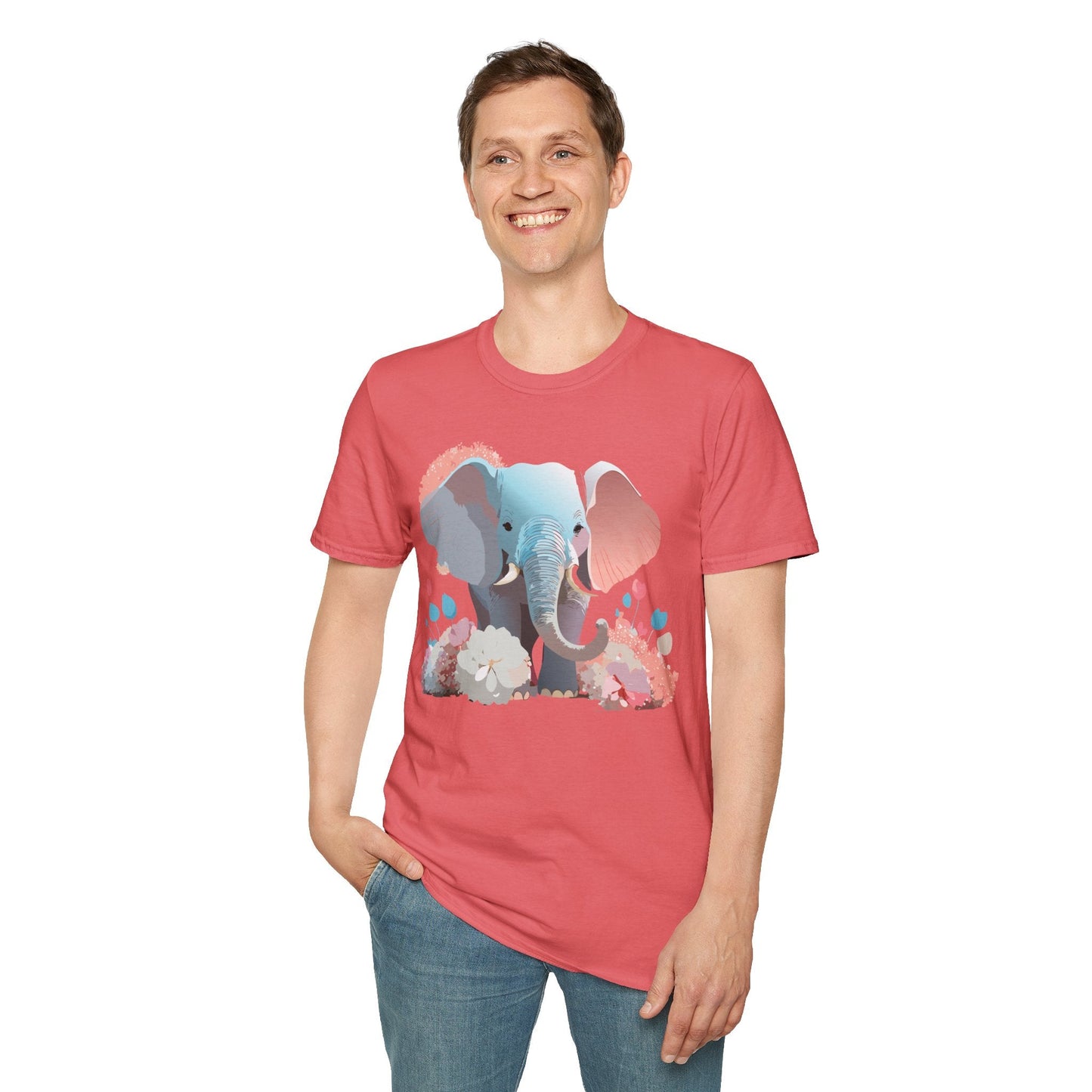 Elephant T Shirt Unisex Softstyle Graphic Tee With Elephant Animation Animal Print