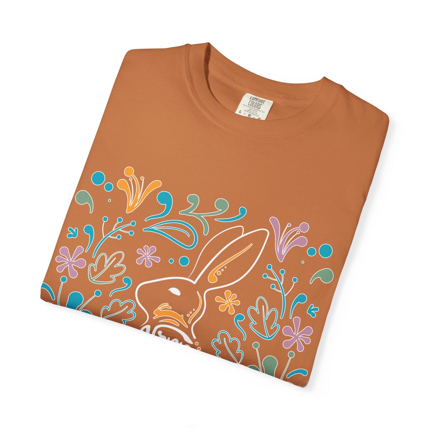 Easter Bunny Floral T-Shirt, Tee Shirt with Easter Signature, T Shirt with Easter Prints, Tee Shirt with Easter Design