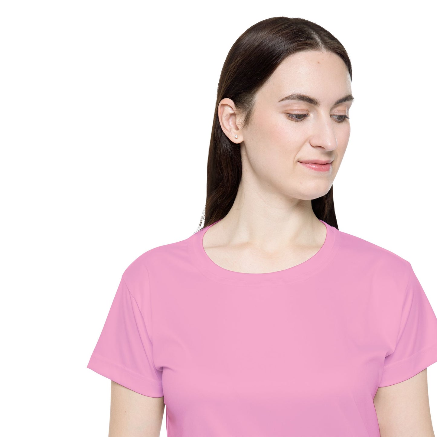 Blush Pop Pink Women's Sports Jersey Short Sleeves 100% Poly Solid Pink Color Print Athletic Tee