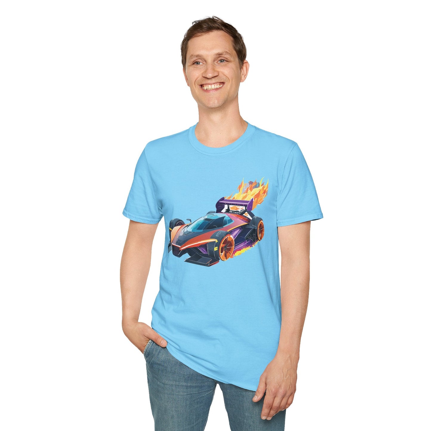 Car Graphic Unisex Cotto Softstyle Art Design with Hot Wheels Artwork Tee 4