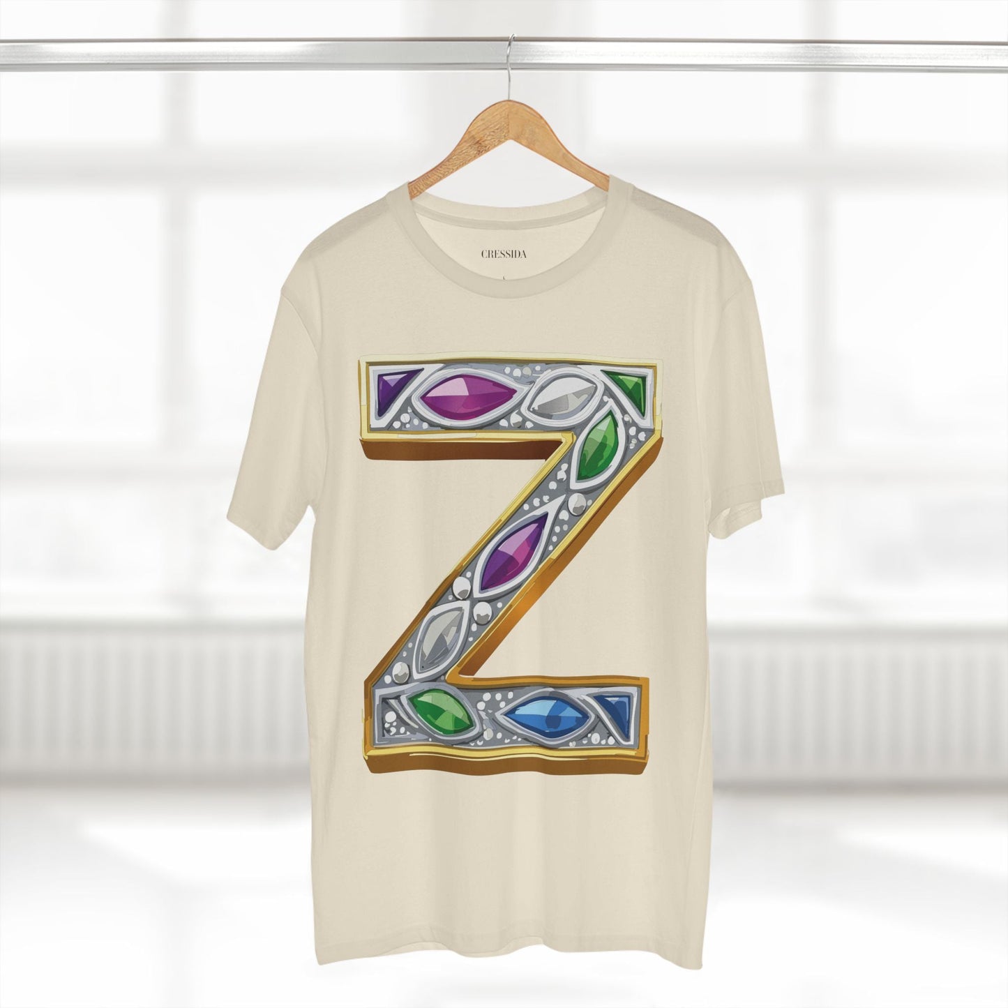 Letter Z Graphic Design Tee Unisex 100 Cotton With Antique Gold Letters Artwork T-Shirt