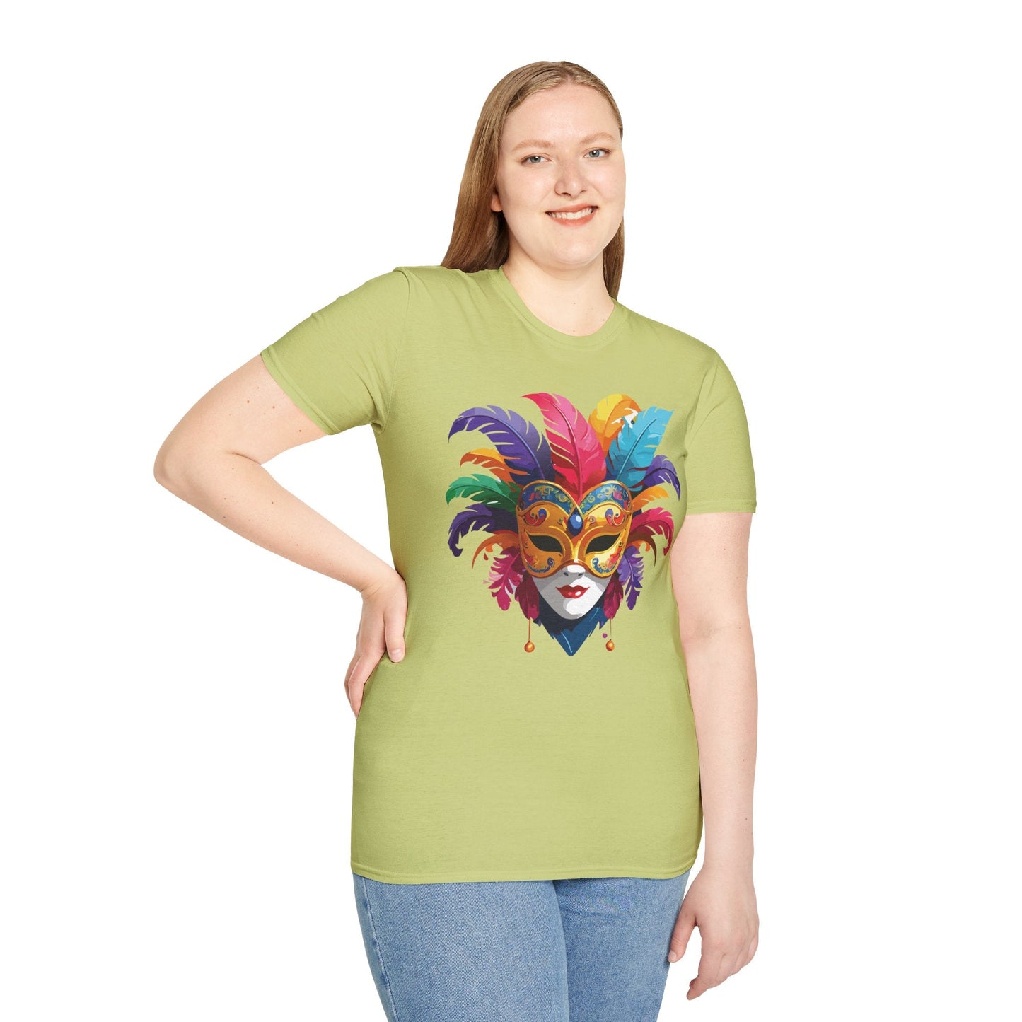 Unisex Mask Tee Shirt Gildan Softstyle 64000 Lightweight Comfortable Masquerade Design Tee