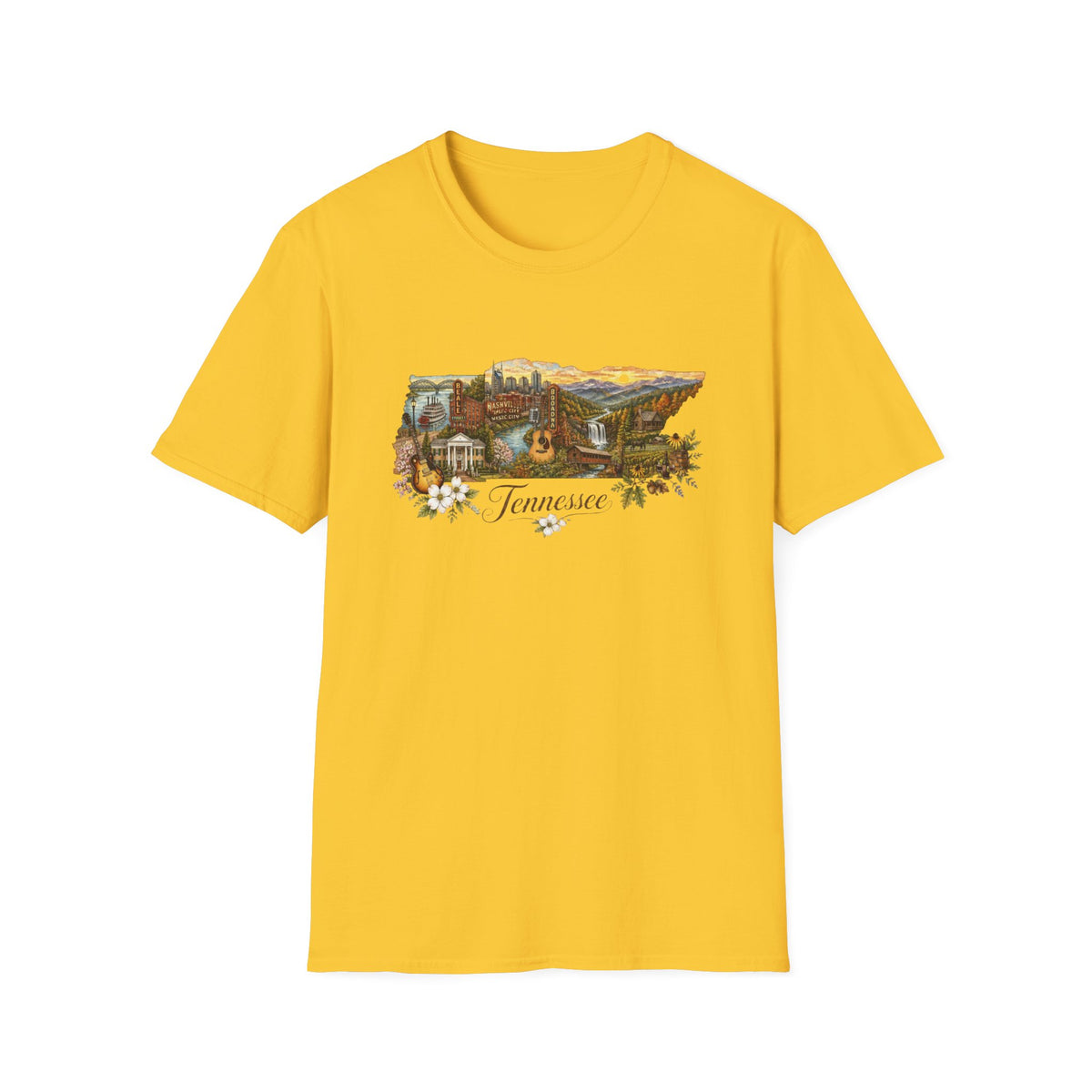 Tennessee Vintage State Map Graphic Design Unisex 100 Cotton Gildan T-Shirt