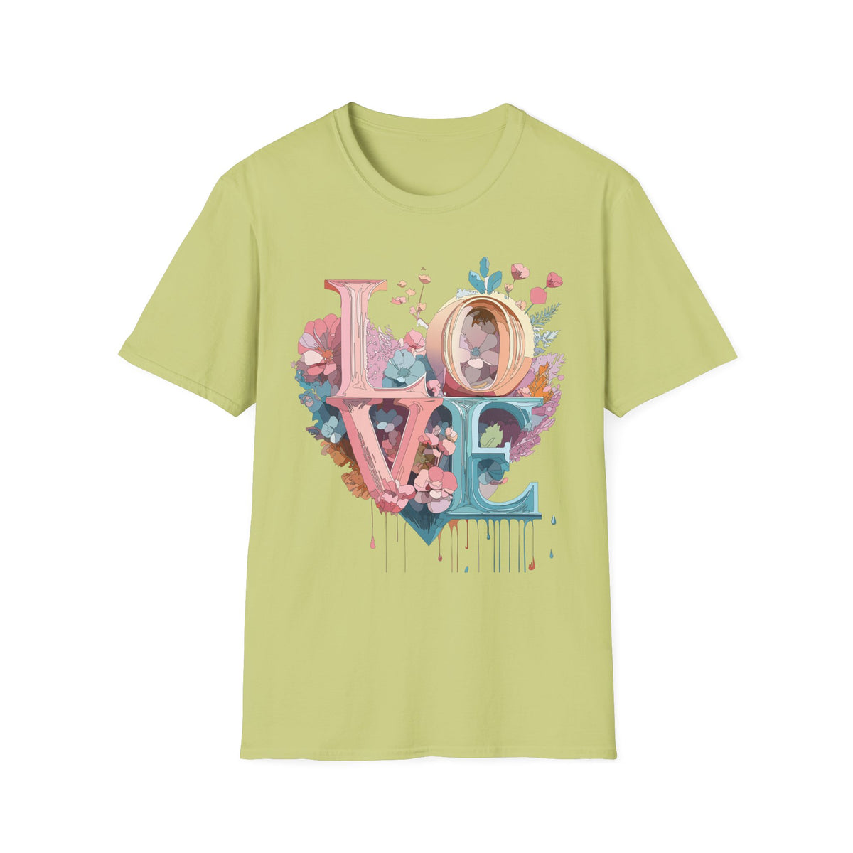 Floral LOVE typography T-Shirt | Pastel botanical letters tee