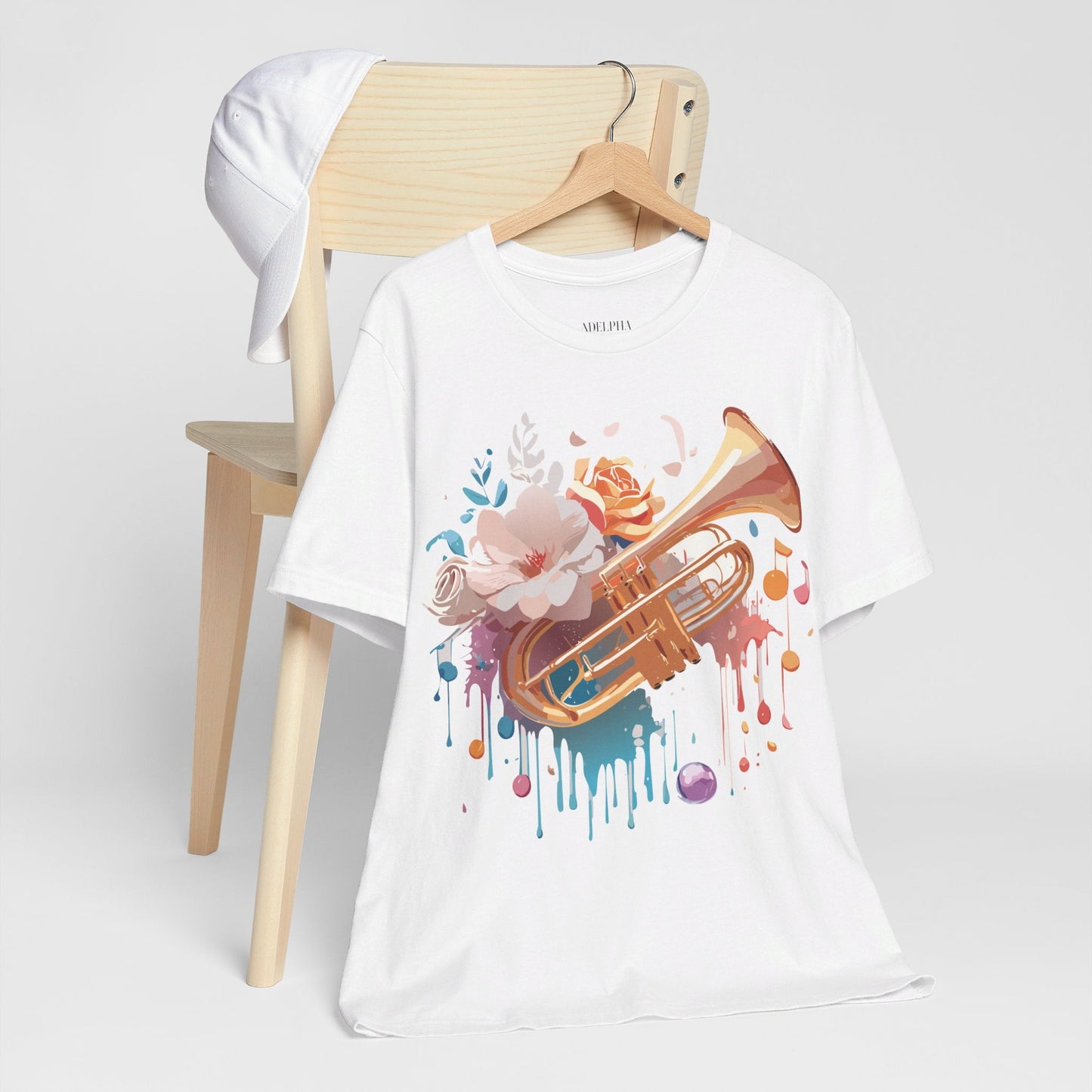 Music Graphic Unisex 100 Cotton Vintage Art with Musical Elements Tee 138