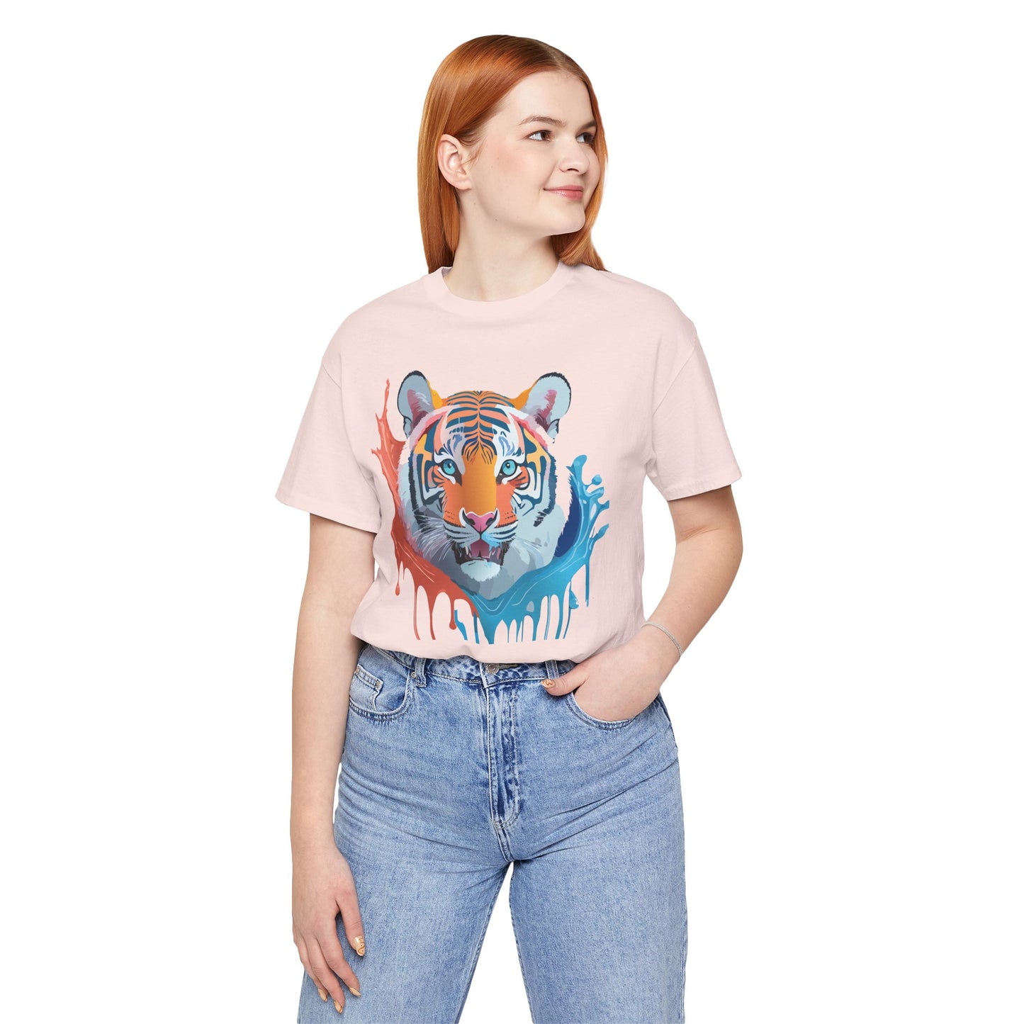 Unisex Tiger Tee, Animal Shirt, Tee Shirt with Tiger, Art T-Shirt, Animal Tees, Big Cat Shirt, Art Design T-Shirt 5