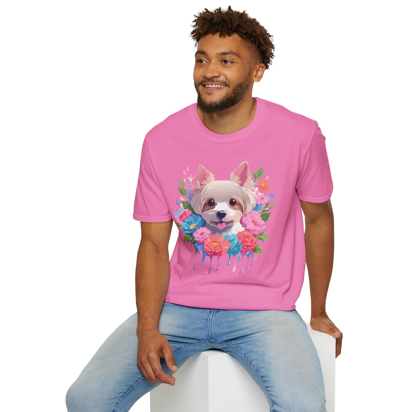 Unisex Gildan Softstyle Animal Print Dog Shirt Tee 100 Percent Cotton