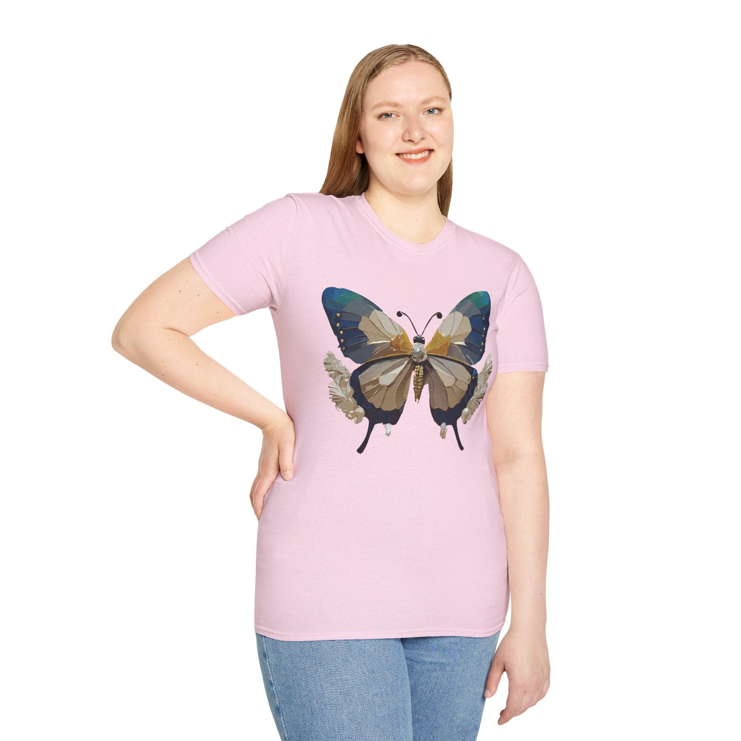 Butterfly Themed Unisex T Shirt With Monarch Design Gildan Softstyle 64000 Premium Ring Spun Cotton